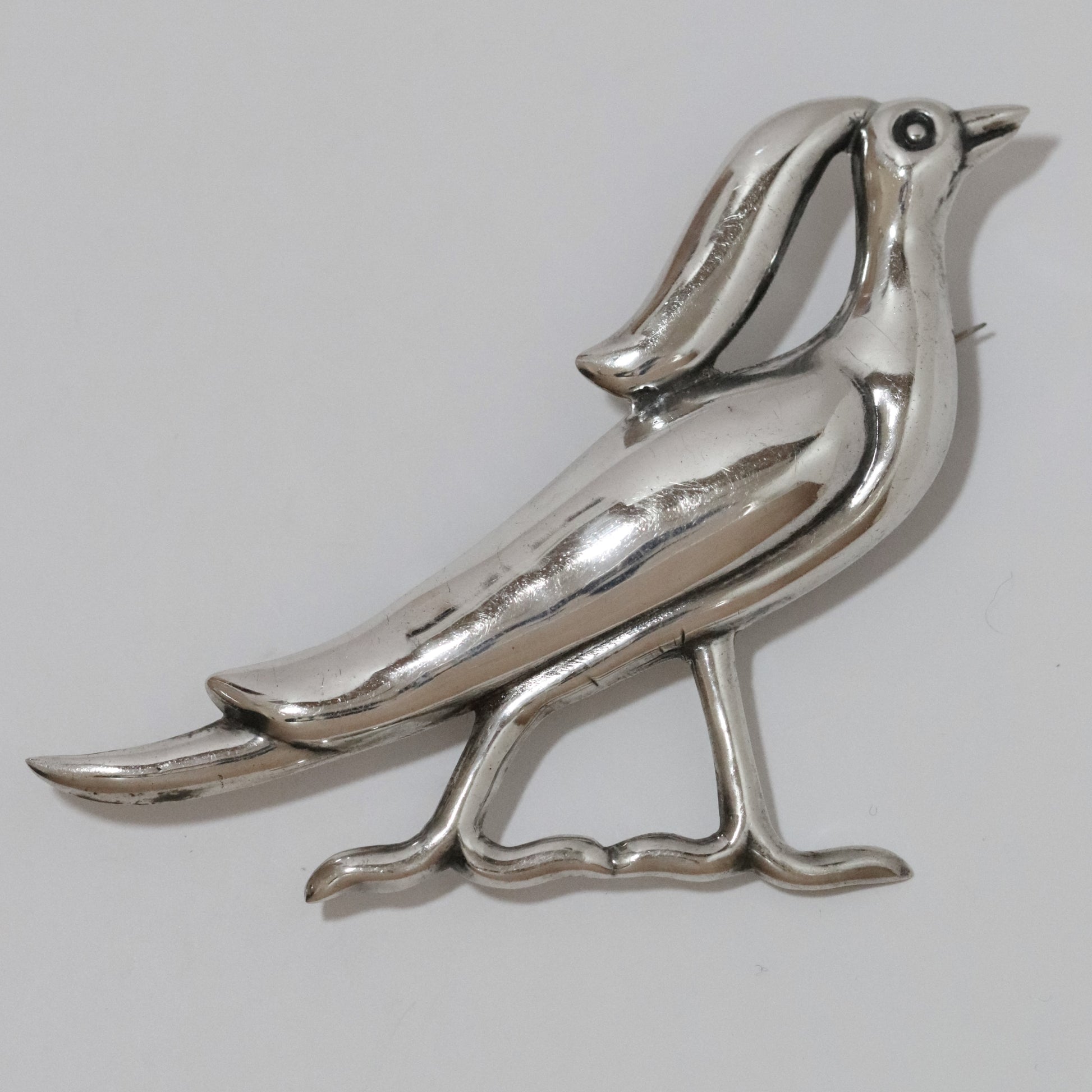 Vintage Mexican Artisan Jewelry | Mexican Artisan Large Silver Bird Brooch Mexico - Carmel FSJ