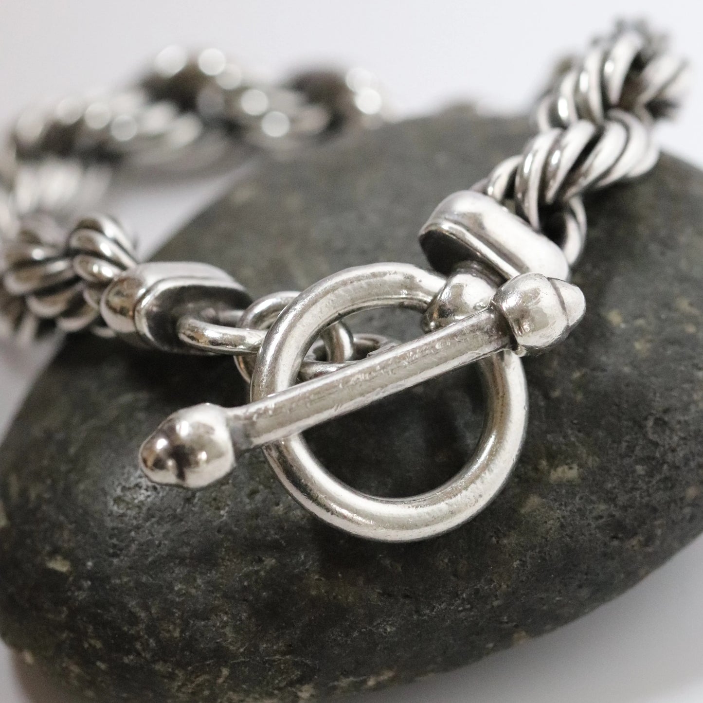 Vintage Mexican Jewelry | Sterling Silver Toggle Statement Bracelet Mexico - Carmel FSJ