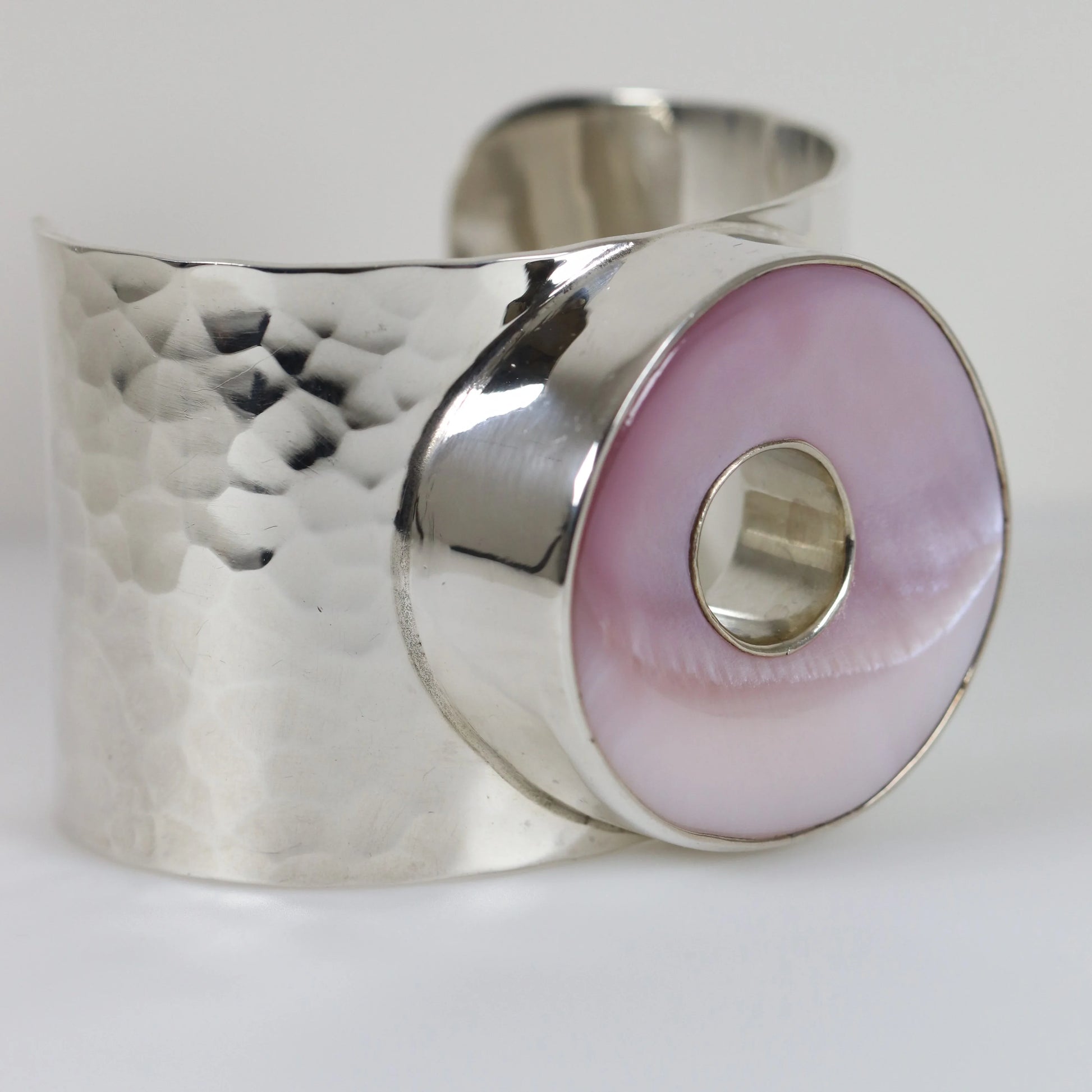 Vintage Modernist Silver Jewelry | Shell Handcrafted Statement Bracelet - Carmel Fine Silver Jewelry