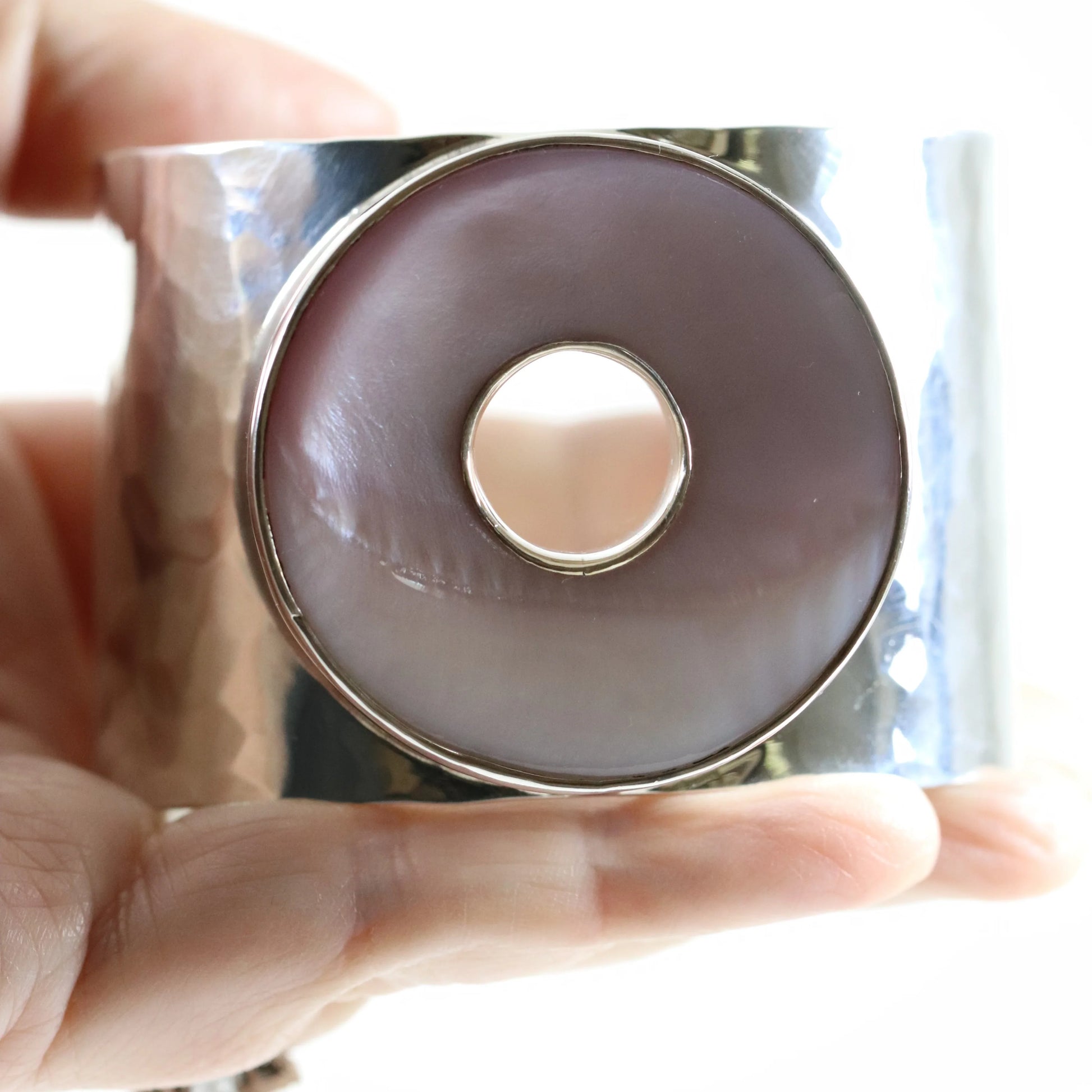 Vintage Modernist Silver Jewelry | Shell Handcrafted Statement Bracelet - Carmel Fine Silver Jewelry