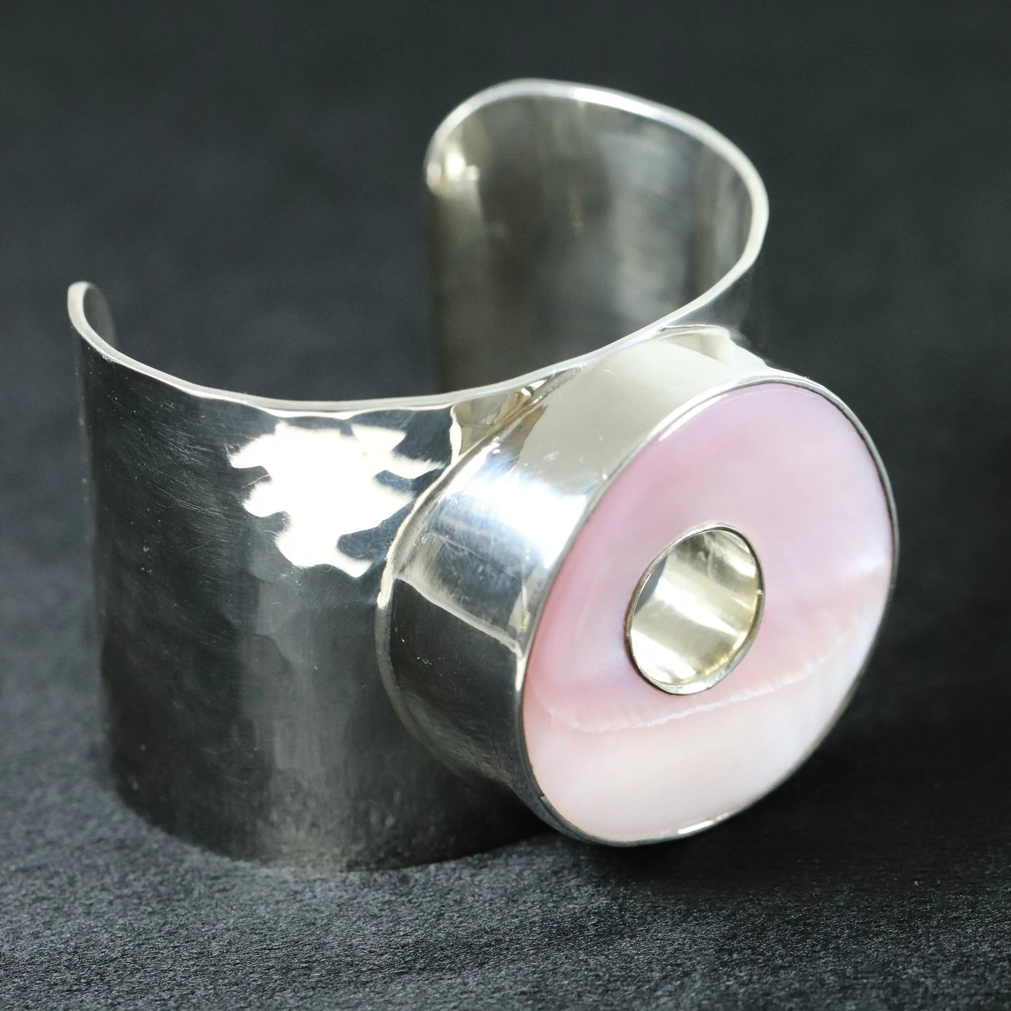 Vintage Modernist Silver Jewelry | Shell Handcrafted Statement Bracelet - Carmel Fine Silver Jewelry