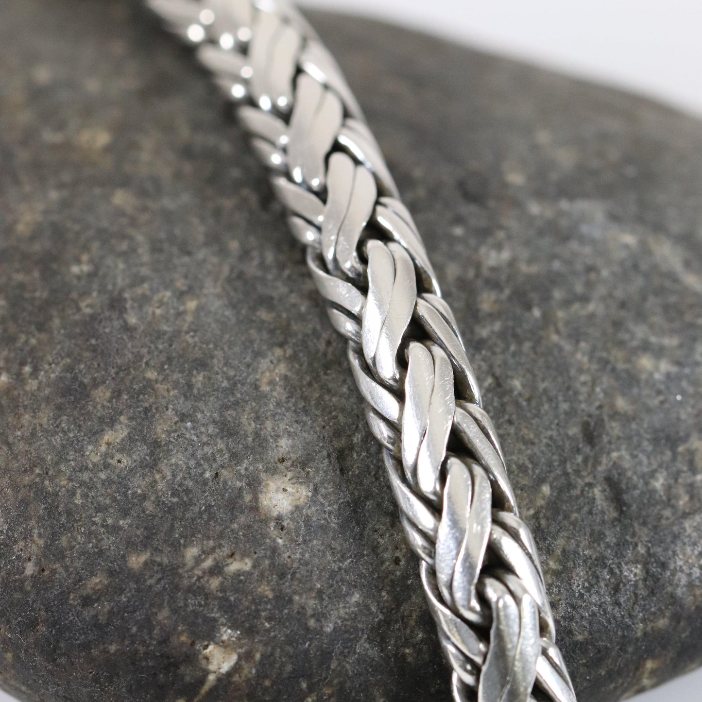 Vintage Modernist Silver Jewelry | Wheat Link Bracelet - Carmel Fine Silver Jewelry