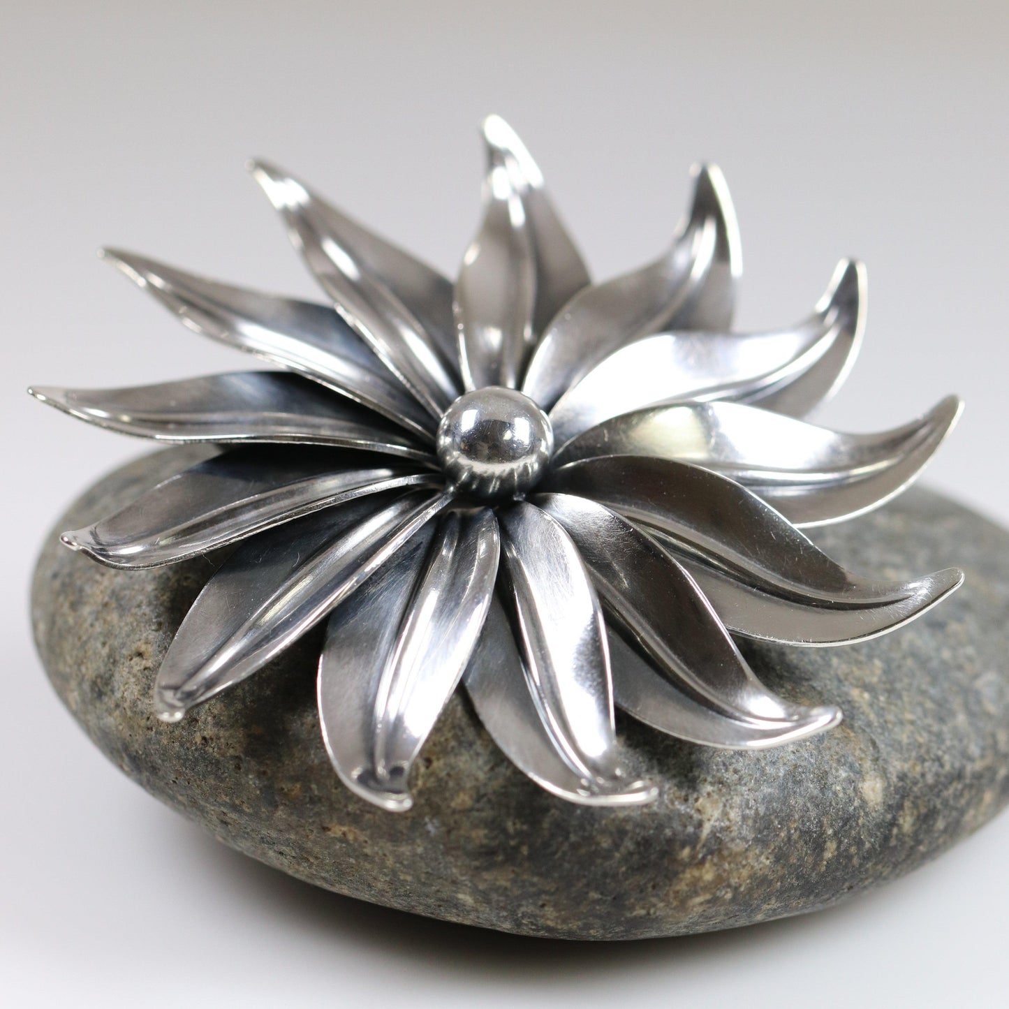 Vintage NE From Sterling Silver Jewelry | Bold Floral Brooch Denmark - Carmel Fine Silver Jewelry