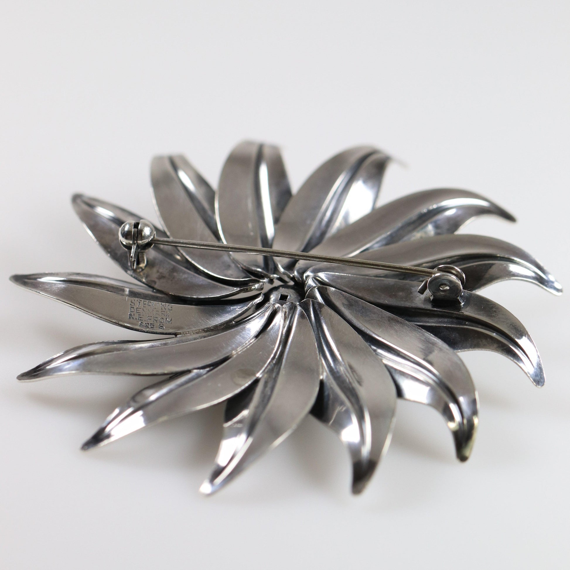 Vintage NE From Sterling Silver Jewelry | Bold Floral Brooch Denmark - Carmel Fine Silver Jewelry