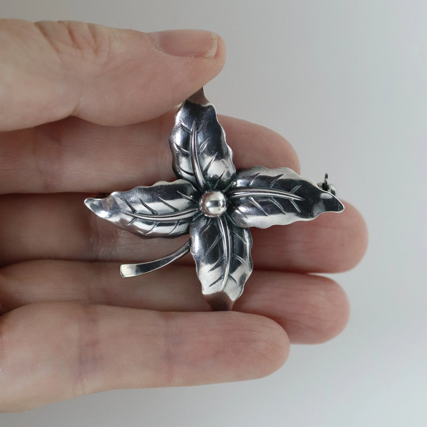 Vintage NE From Sterling Silver Jewelry | Floral Holly Berry Brooch - Carmel Fine Silver Jewelry