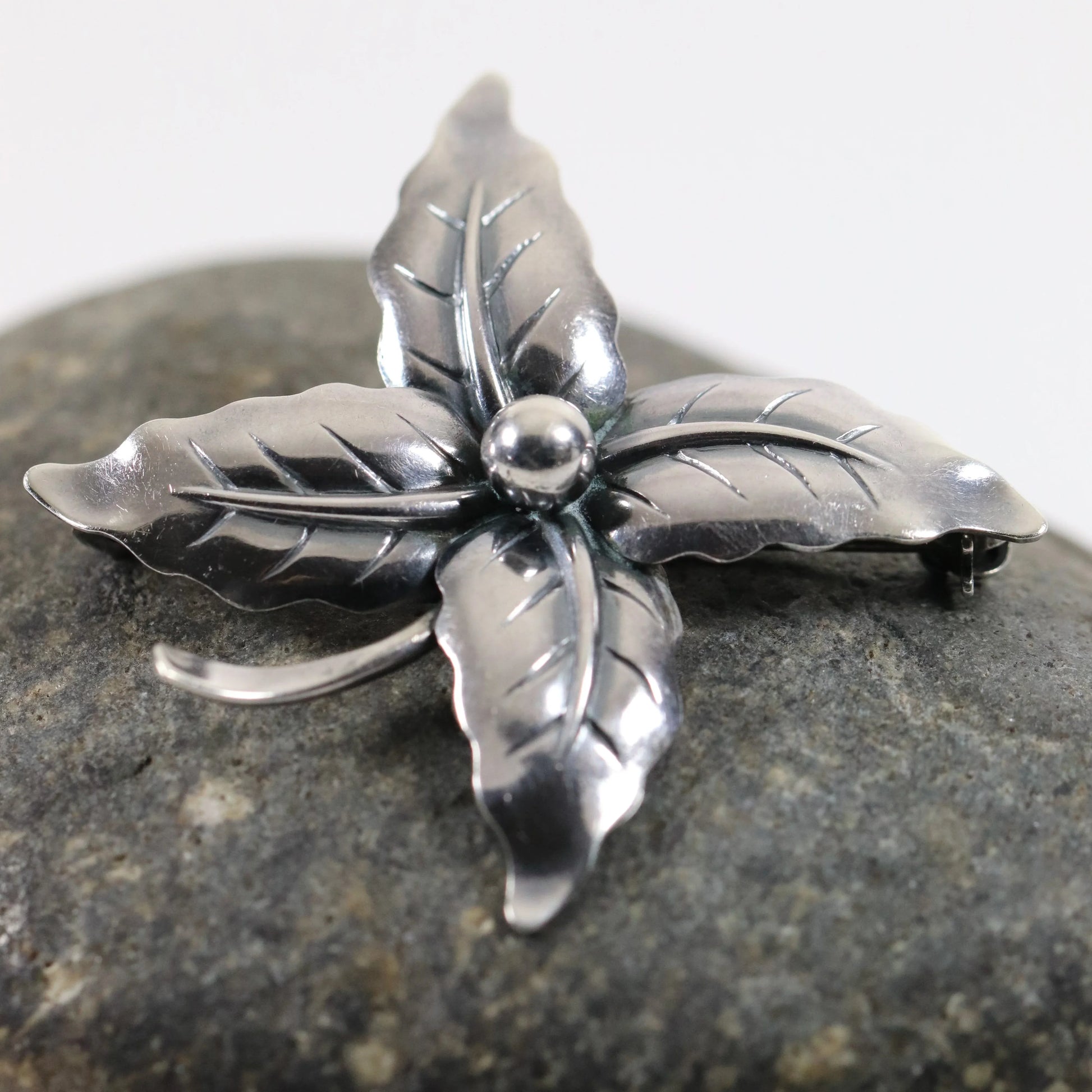 Vintage NE From Sterling Silver Jewelry | Floral Holly Berry Brooch - Carmel Fine Silver Jewelry