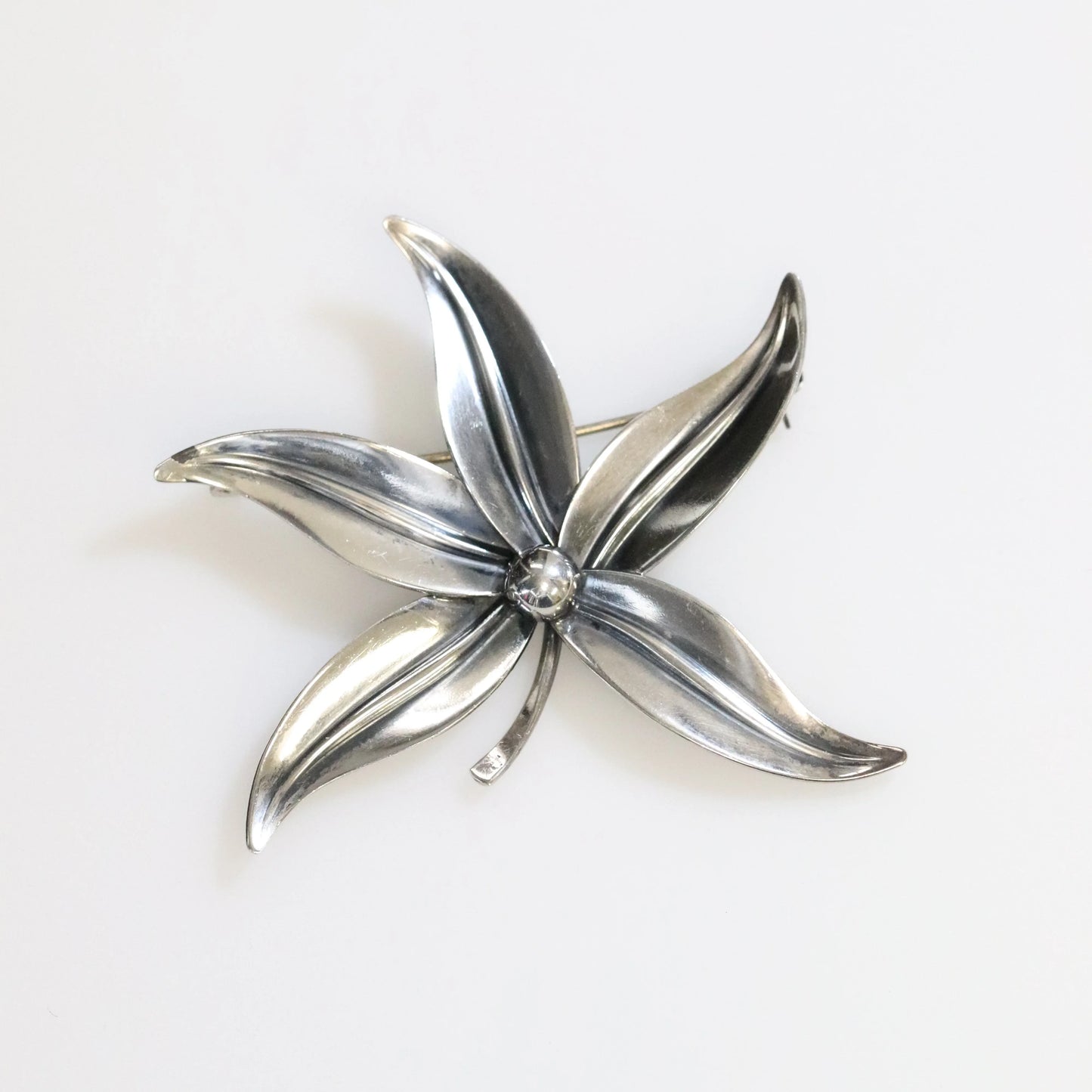 Vintage NE From Sterling Silver Jewelry | Large Floral Brooch Denmark - Carmel Fine Silver Jewelry