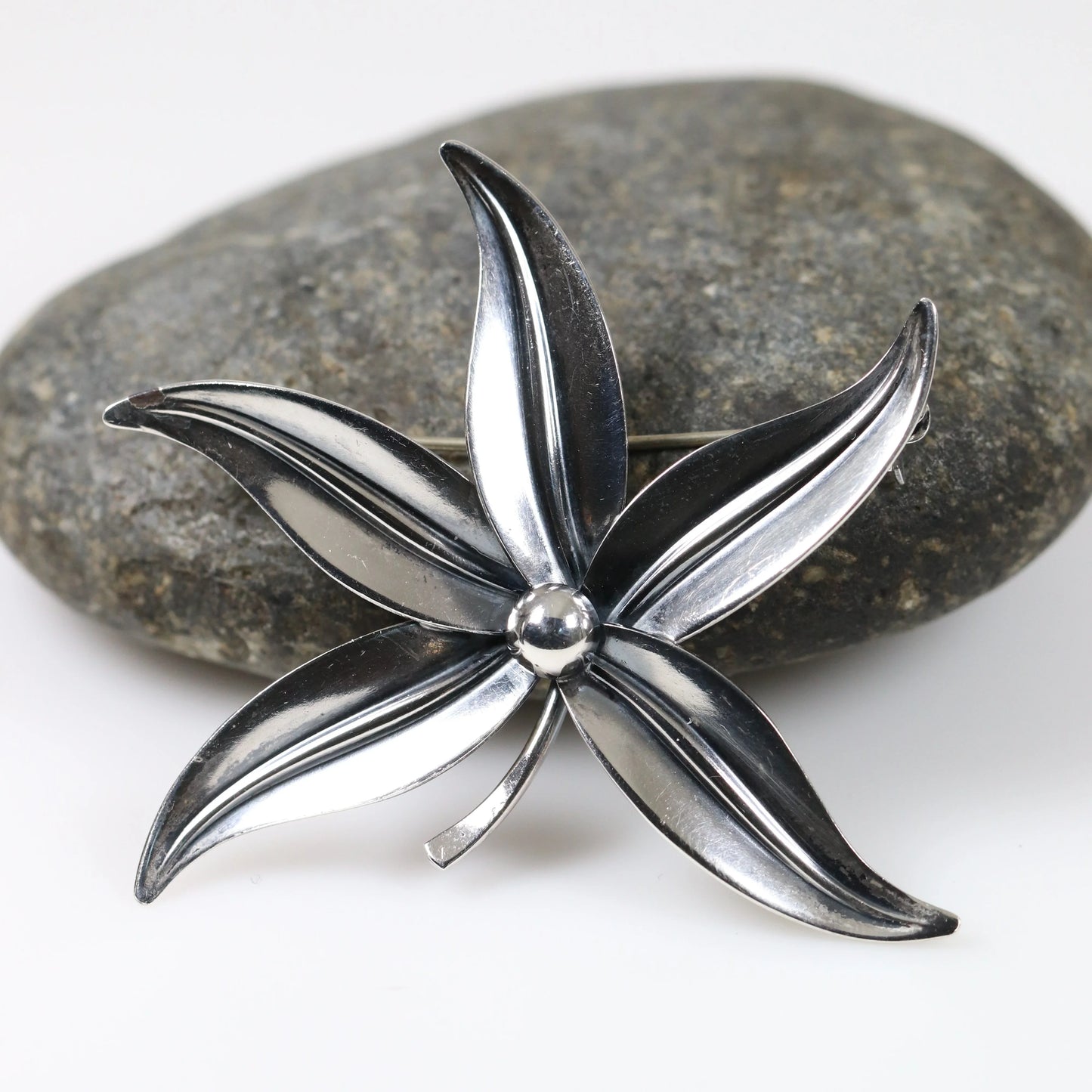 Vintage NE From Sterling Silver Jewelry | Large Floral Brooch Denmark - Carmel Fine Silver Jewelry