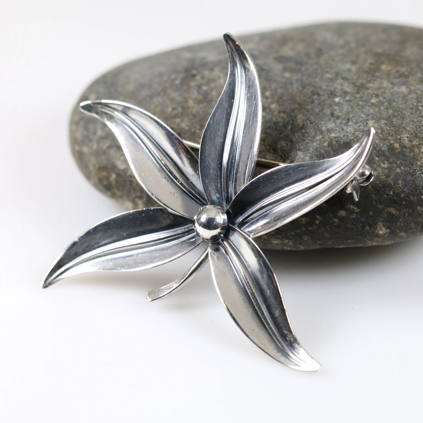 Vintage NE From Sterling Silver Jewelry | Large Floral Brooch Denmark - Carmel Fine Silver Jewelry