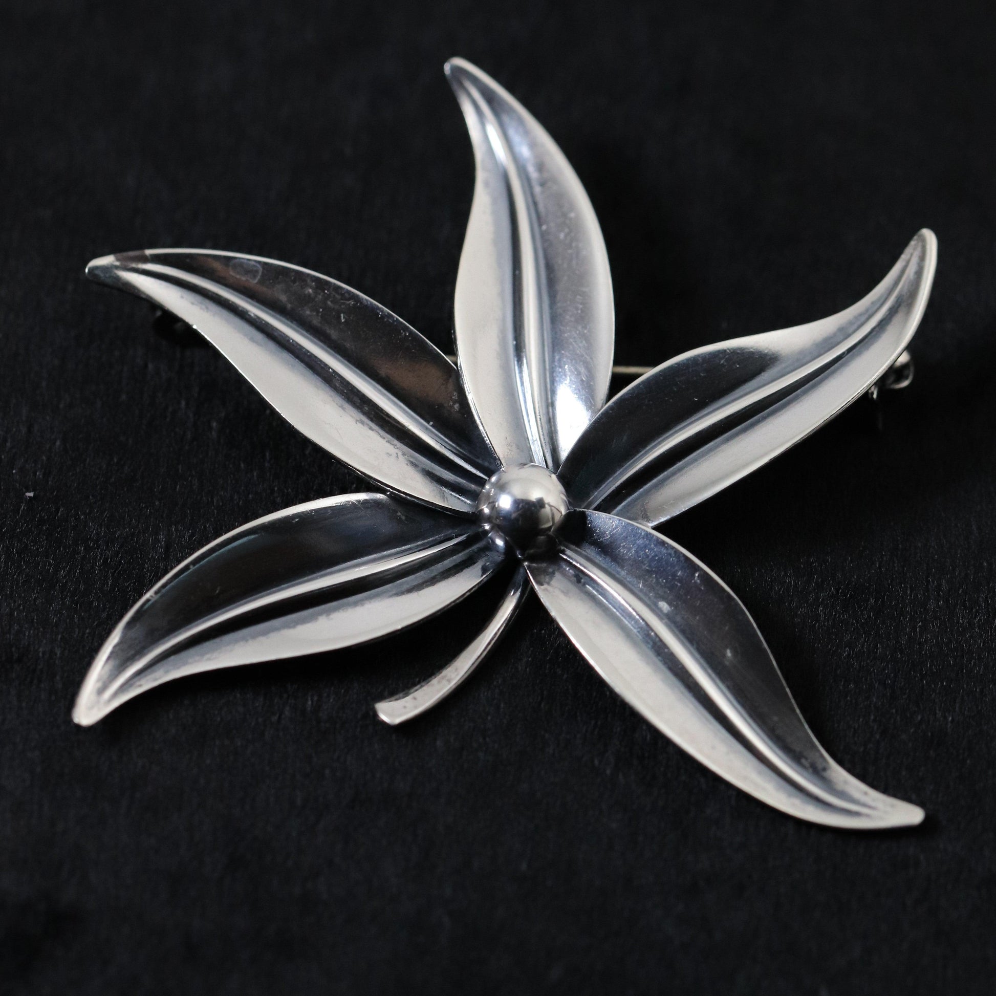 Vintage NE From Sterling Silver Jewelry | Large Floral Brooch Denmark - Carmel Fine Silver Jewelry