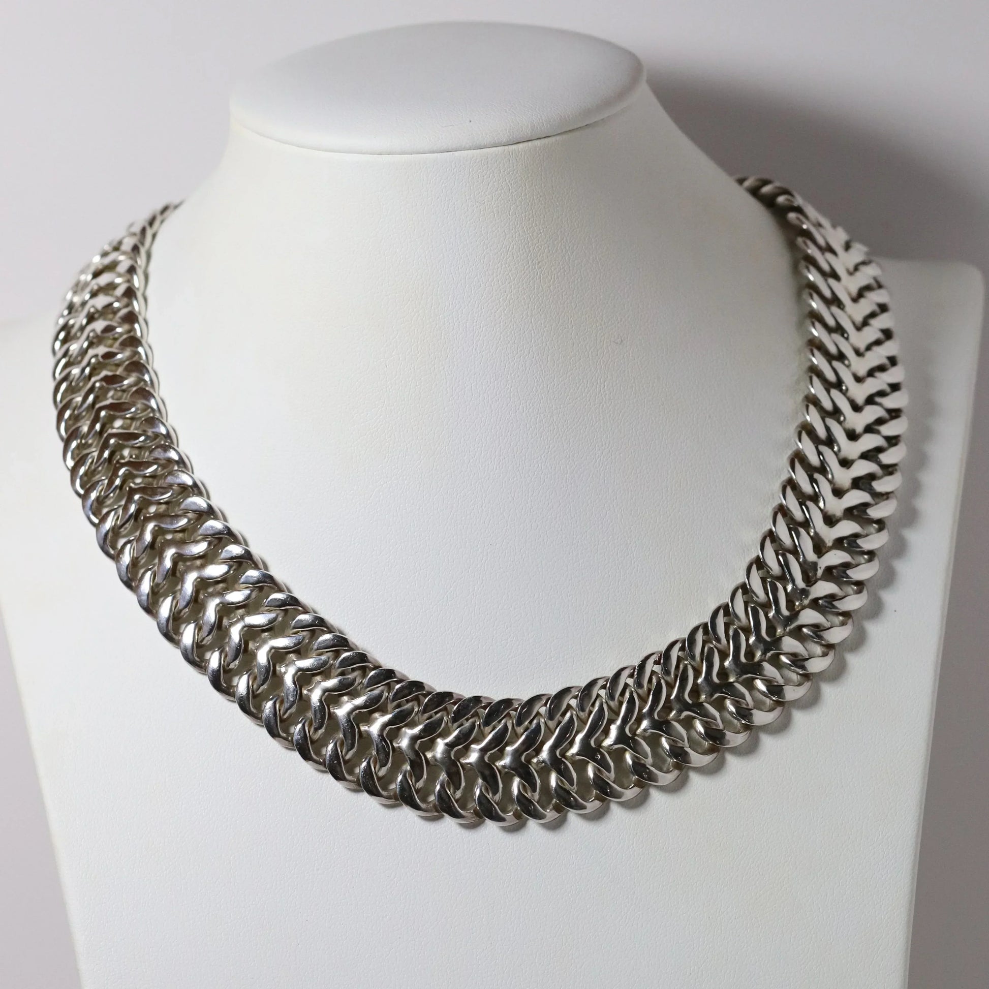Vintage Rodolfo Espinoza Jewelry | Double Curb Sterling Necklace REH Mexico - Carmel Fine Silver Jewelry