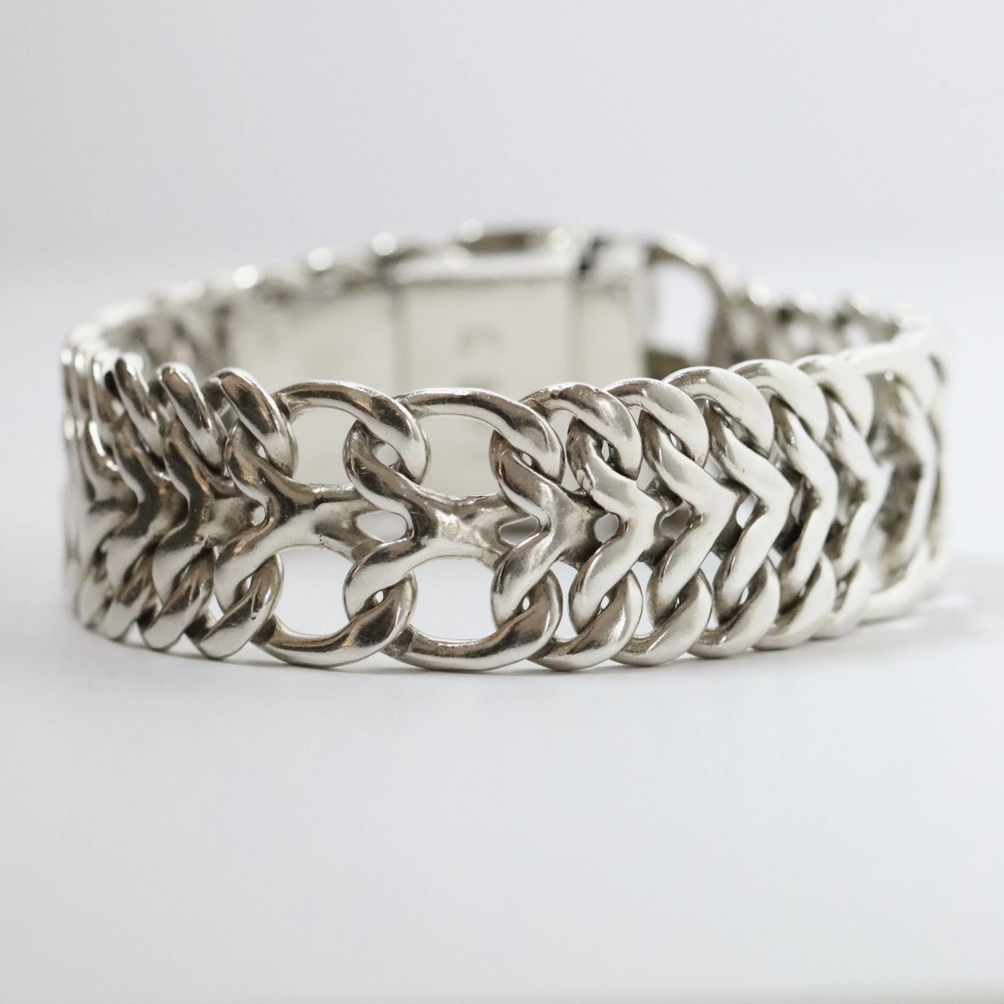 Vintage Rodolfo Espinoza Jewelry | Rodolfo Espinoza Open Double Curb Bracelet Mexico - Carmel Fine Silver Jewelry
