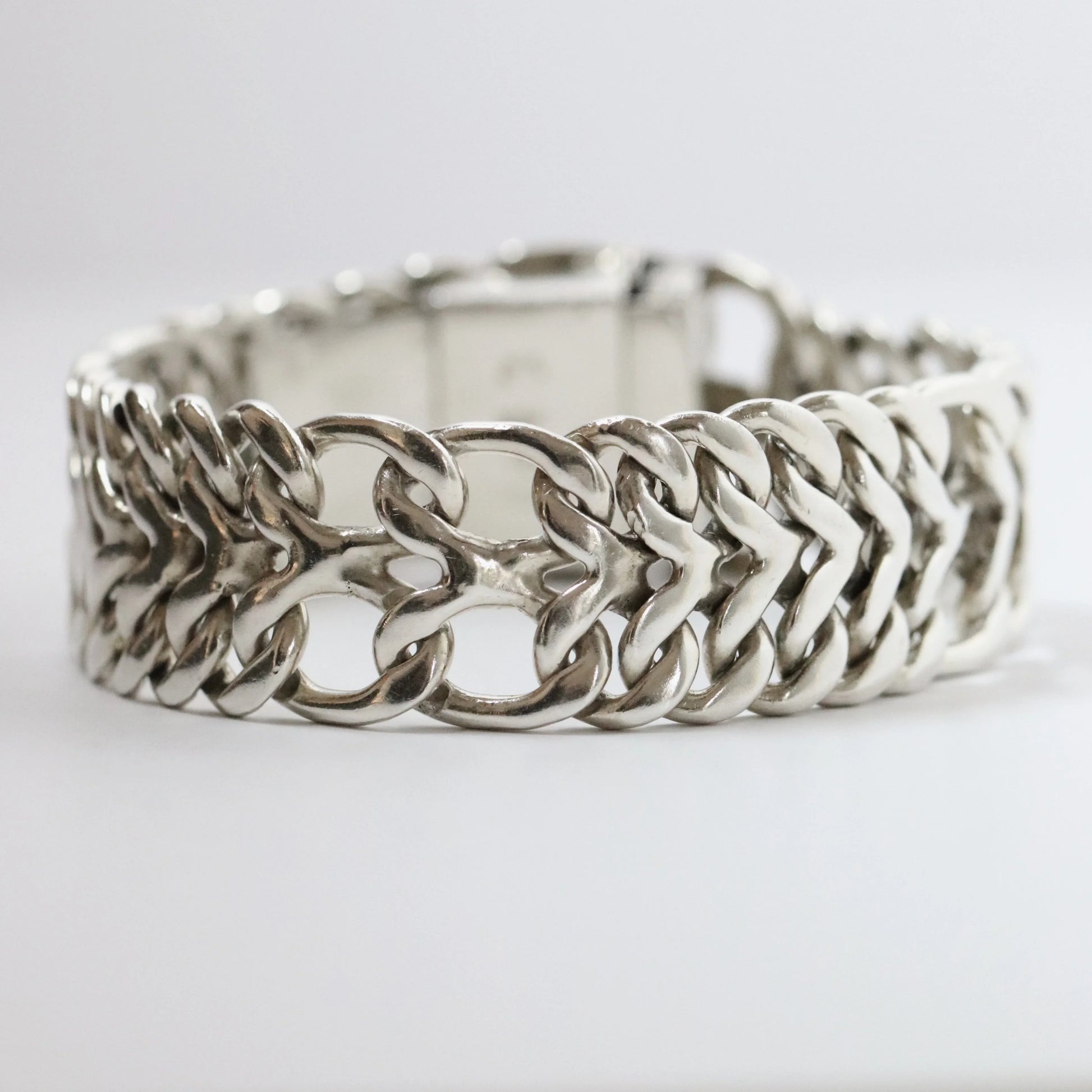Vintage Rodolfo Espinoza Jewelry | Rodolfo Espinoza Open Double Curb Bracelet Mexico - Carmel Fine Silver Jewelry