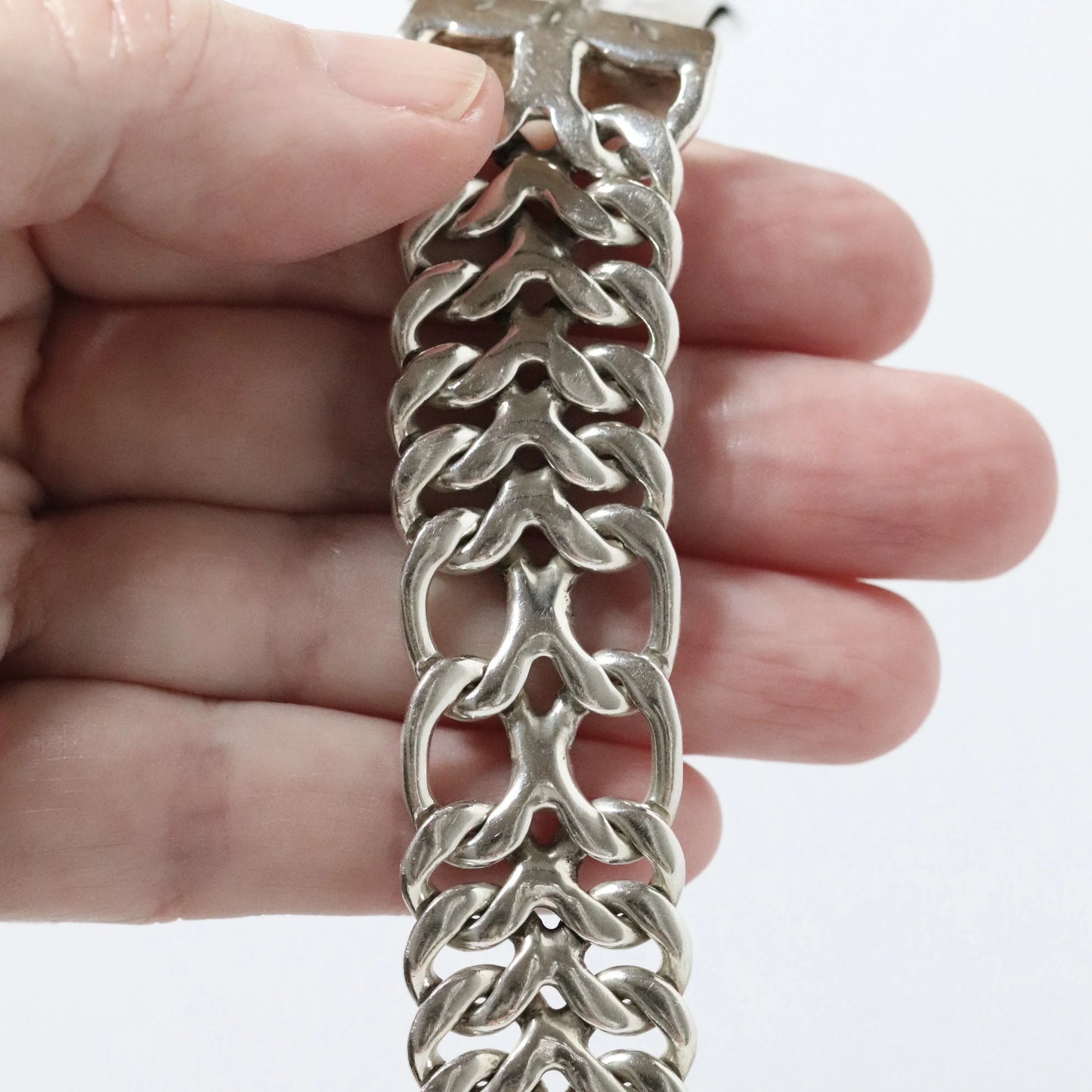 Vintage Rodolfo Espinoza Jewelry | Rodolfo Espinoza Open Double Curb Bracelet Mexico - Carmel Fine Silver Jewelry