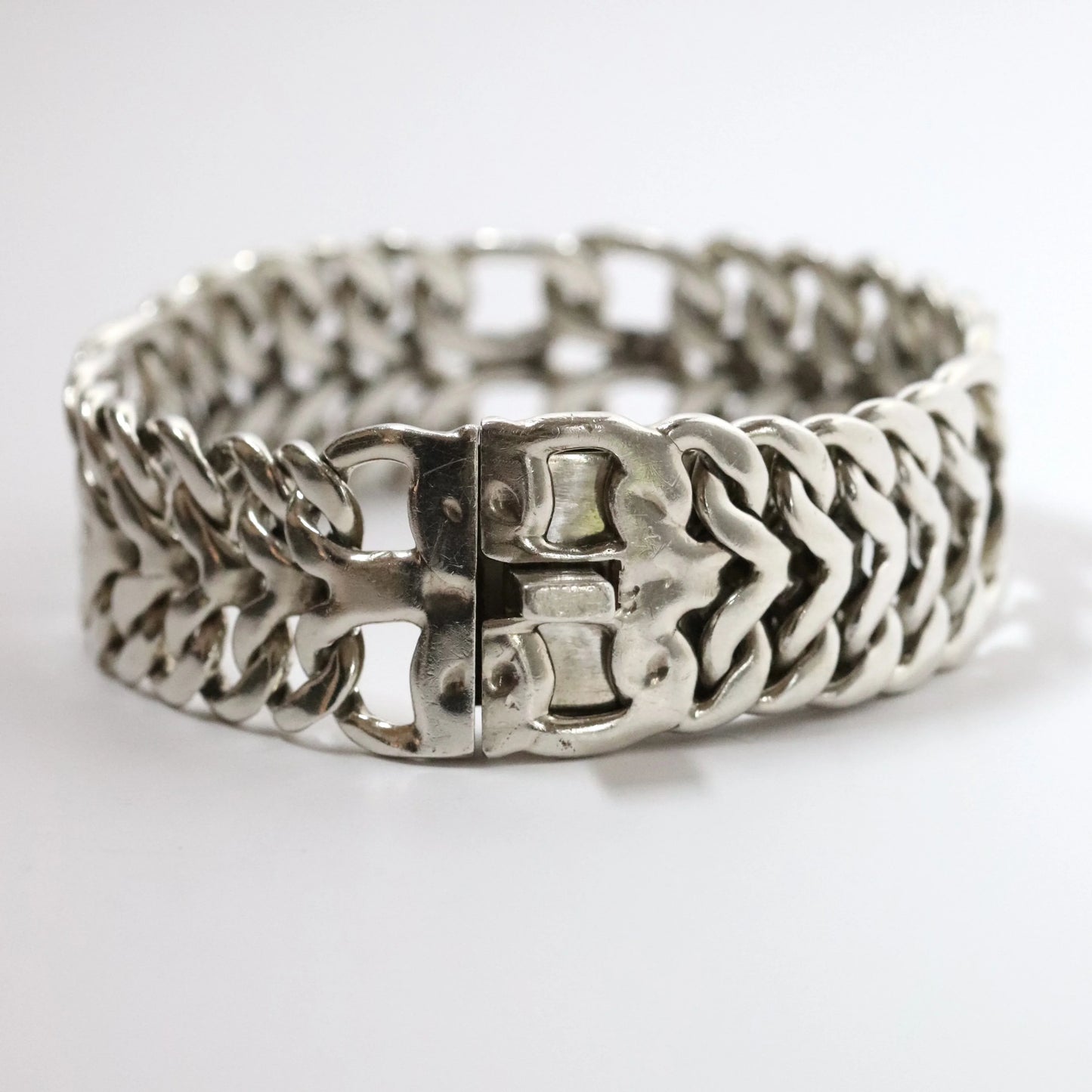 Vintage Rodolfo Espinoza Jewelry | Rodolfo Espinoza Open Double Curb Bracelet Mexico - Carmel Fine Silver Jewelry