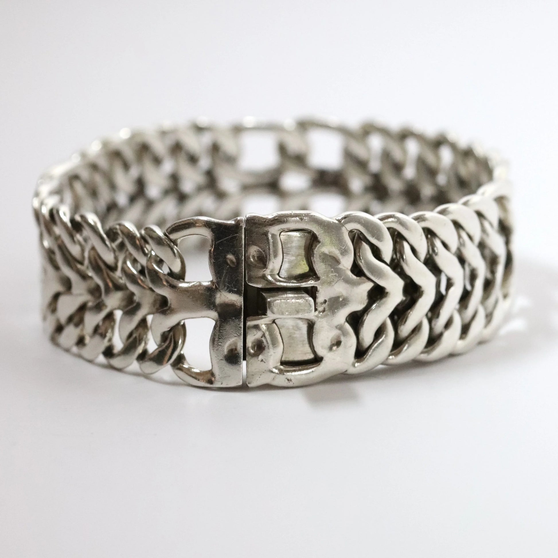 Vintage Rodolfo Espinoza Jewelry | Rodolfo Espinoza Open Double Curb Bracelet Mexico - Carmel Fine Silver Jewelry