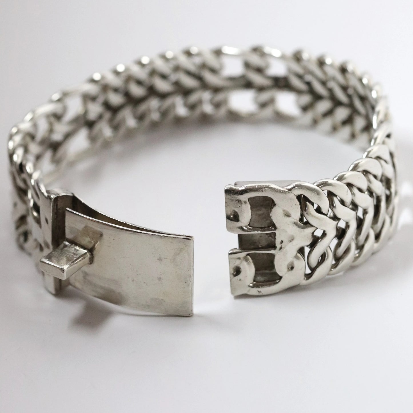 Vintage Rodolfo Espinoza Jewelry | Rodolfo Espinoza Open Double Curb Bracelet Mexico - Carmel Fine Silver Jewelry