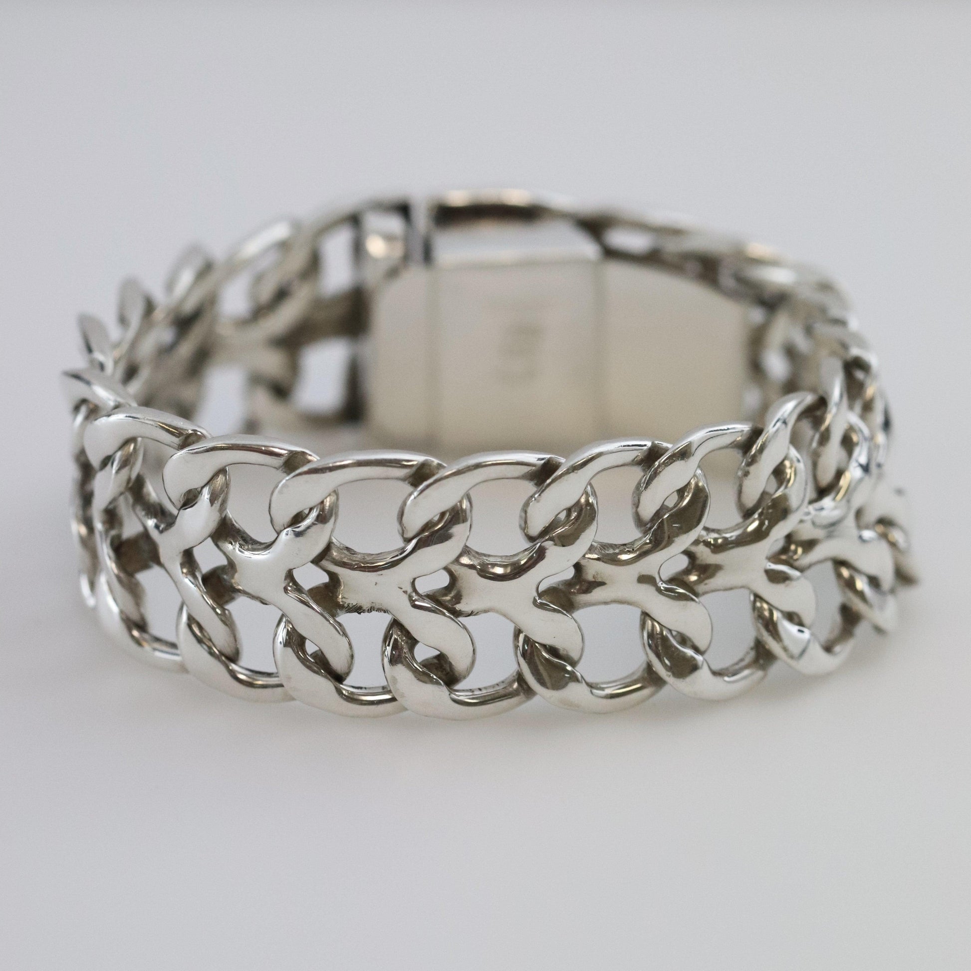Vintage Rodolfo Espinoza Taxco Silver Mexican Jewelry | Double Curb Open Link Bracelet - Carmel Fine Silver Jewelry