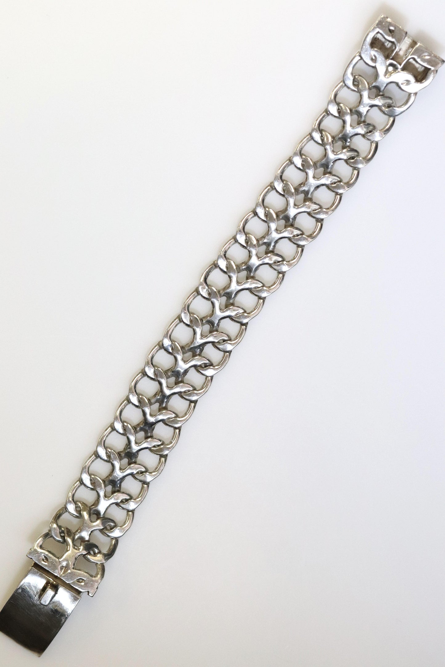 Vintage Rodolfo Espinoza Taxco Silver Mexican Jewelry | Double Curb Open Link Bracelet - Carmel Fine Silver Jewelry