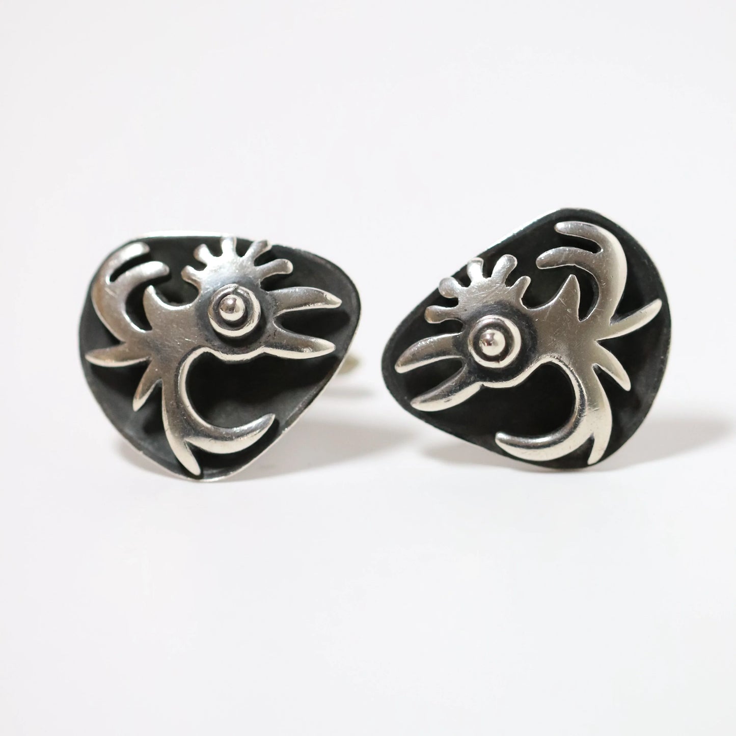 Vintage Salvador Teran Jewelry | Abstract Bird Cufflinks 171 Mexico - Carmel Fine Silver Jewelry