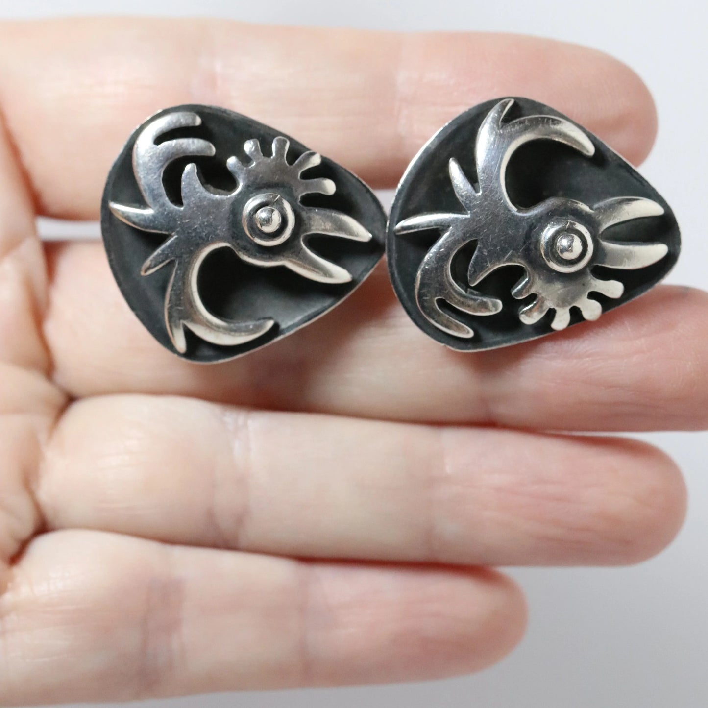 Vintage Salvador Teran Jewelry | Abstract Bird Cufflinks 171 Mexico - Carmel Fine Silver Jewelry