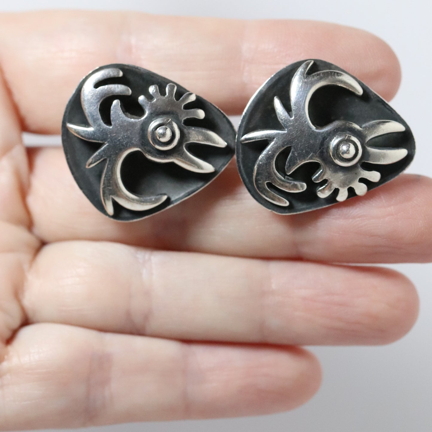 Vintage Salvador Teran Jewelry | Abstract Bird Cufflinks 171 Mexico - Carmel FSJ