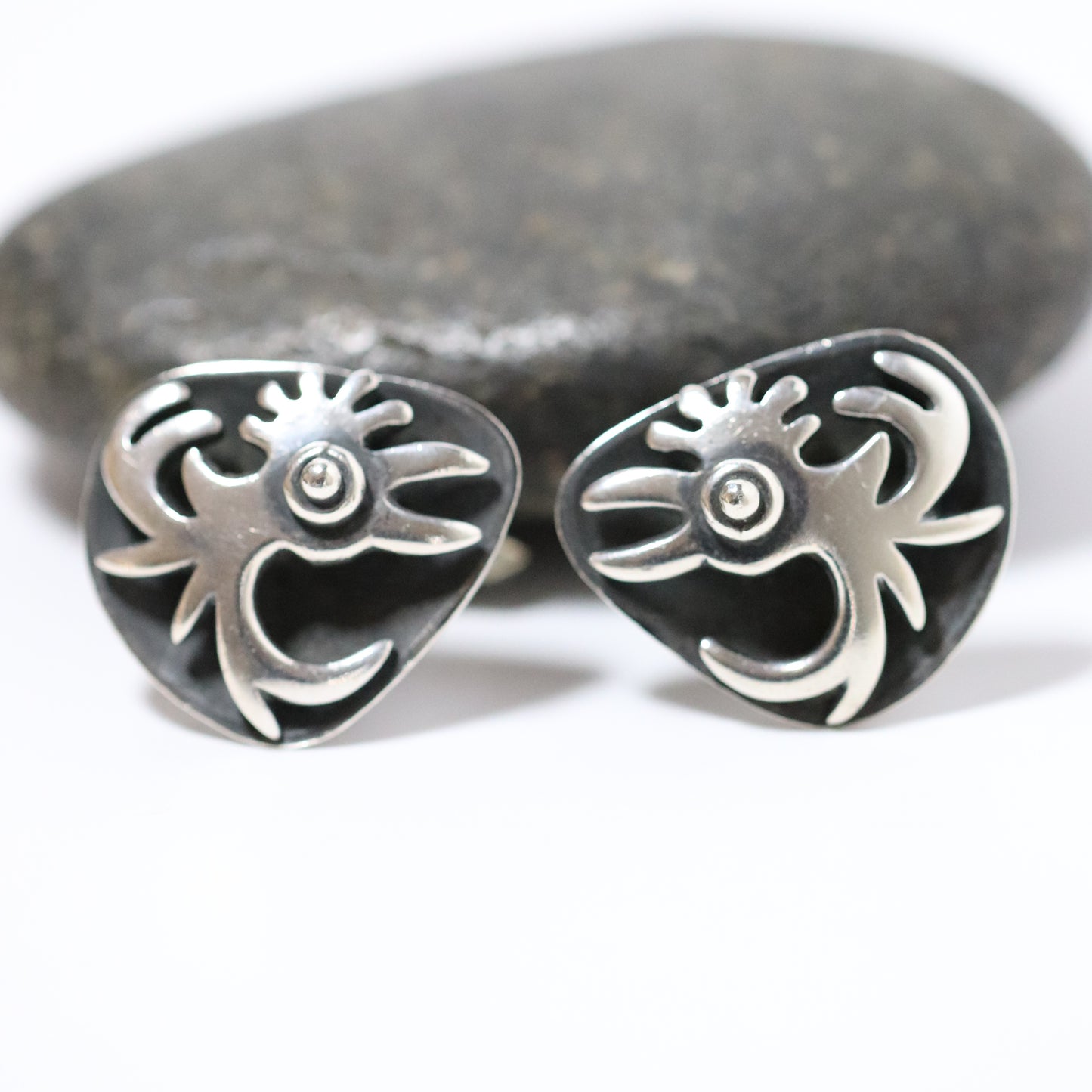 Vintage Salvador Teran Jewelry | Abstract Bird Cufflinks 171 Mexico - Carmel FSJ