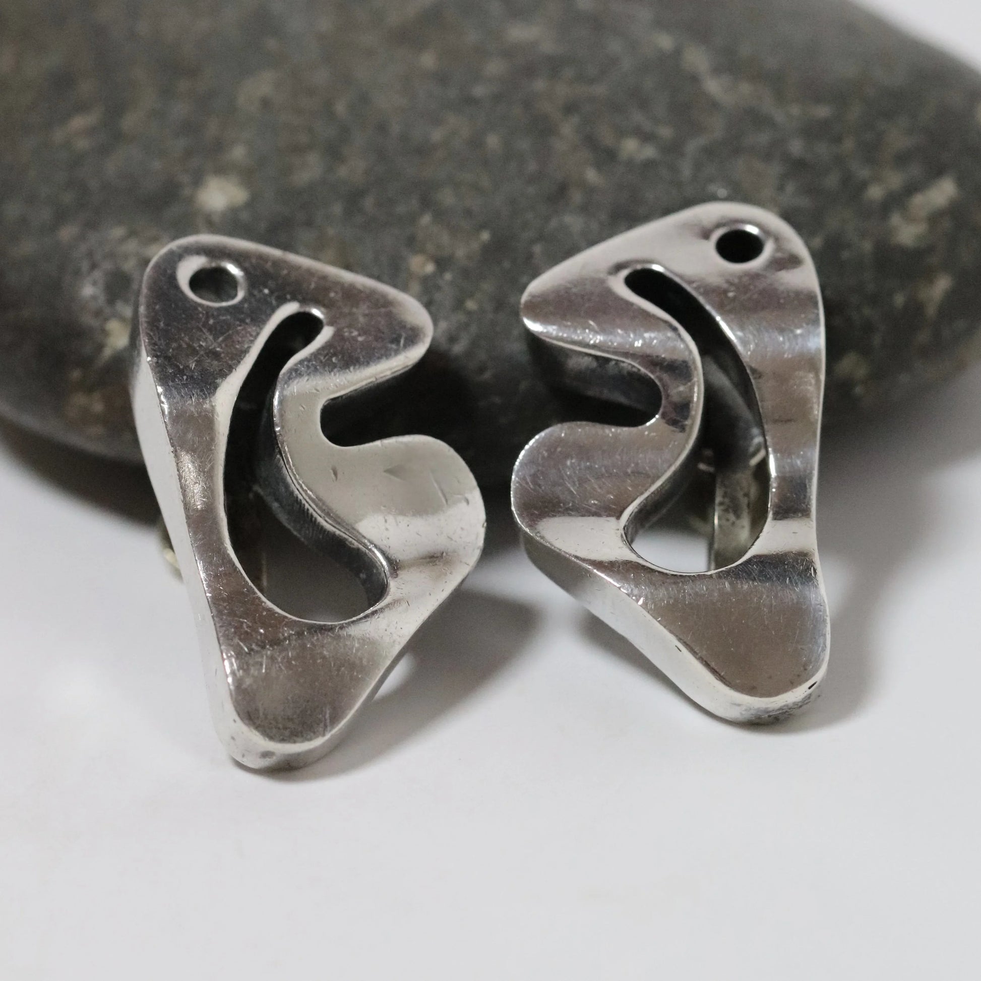 Vintage Salvador Teran Jewelry | Abstract Modernist Earrings 150 Mexico - Carmel Fine Silver Jewelry