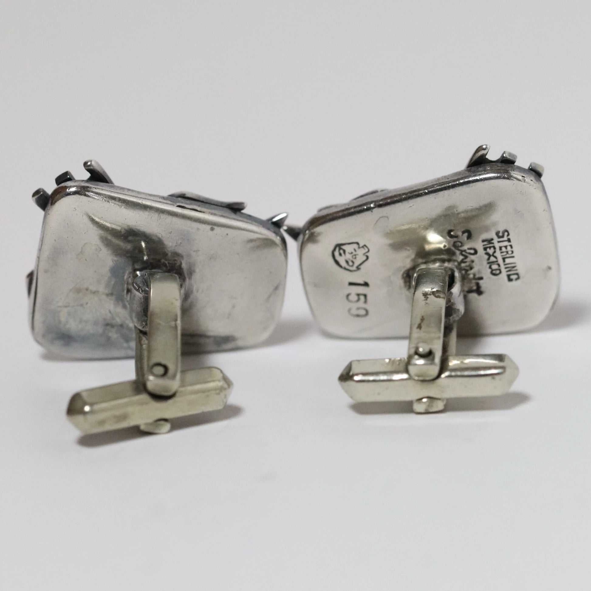 Vintage Salvador Teran Jewelry | Abstract Soccer Cufflinks 159 Mexico - Carmel Fine Silver Jewelry