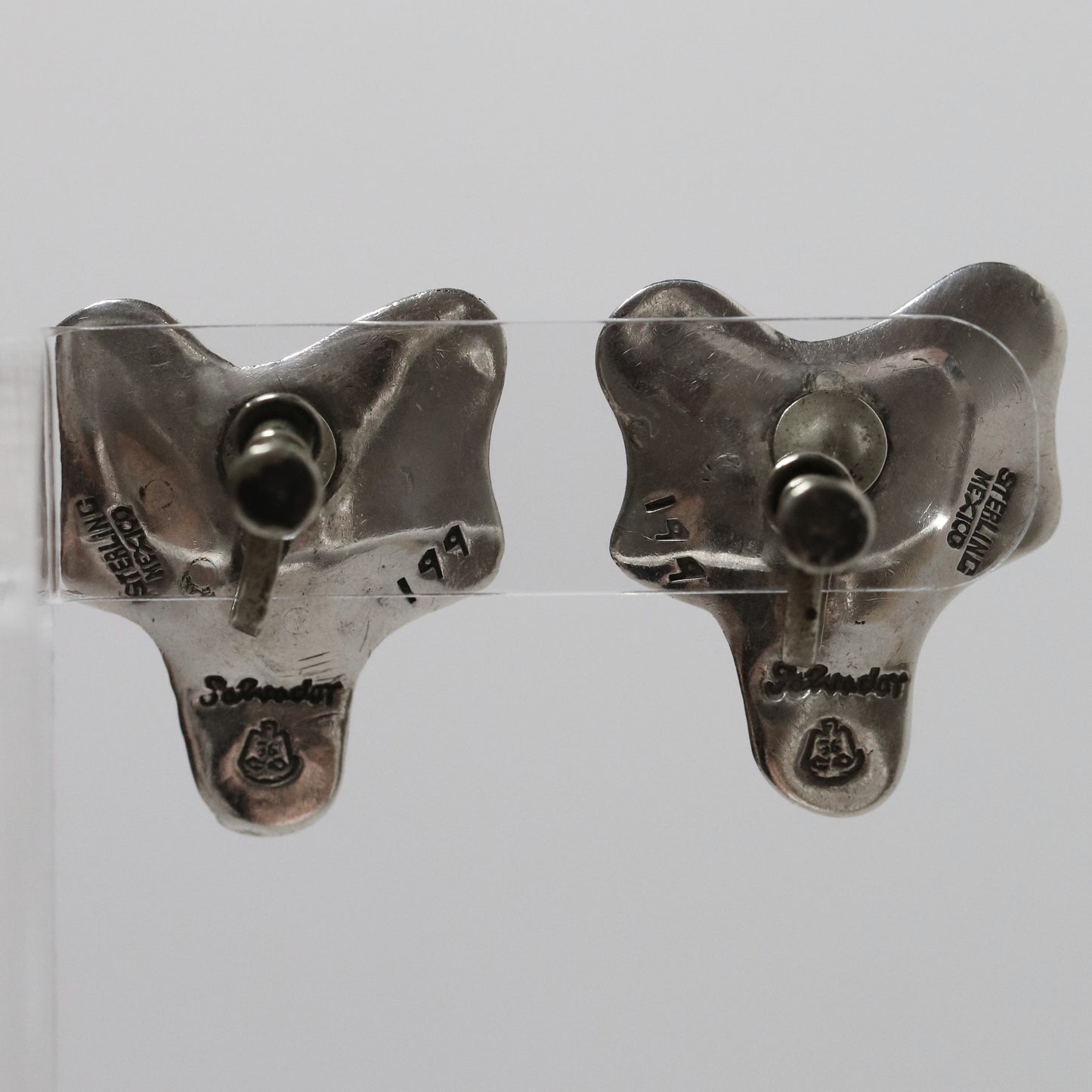 Vintage Salvador Teran Jewelry | Amoeba Screw Back Earrings 199 Mexico - Carmel Fine Silver Jewelry