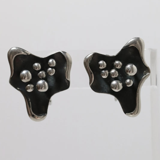 Vintage Salvador Teran Jewelry | Modernist Abstract Clip On Earrings 144 Mexico - Carmel Fine Silver Jewelry