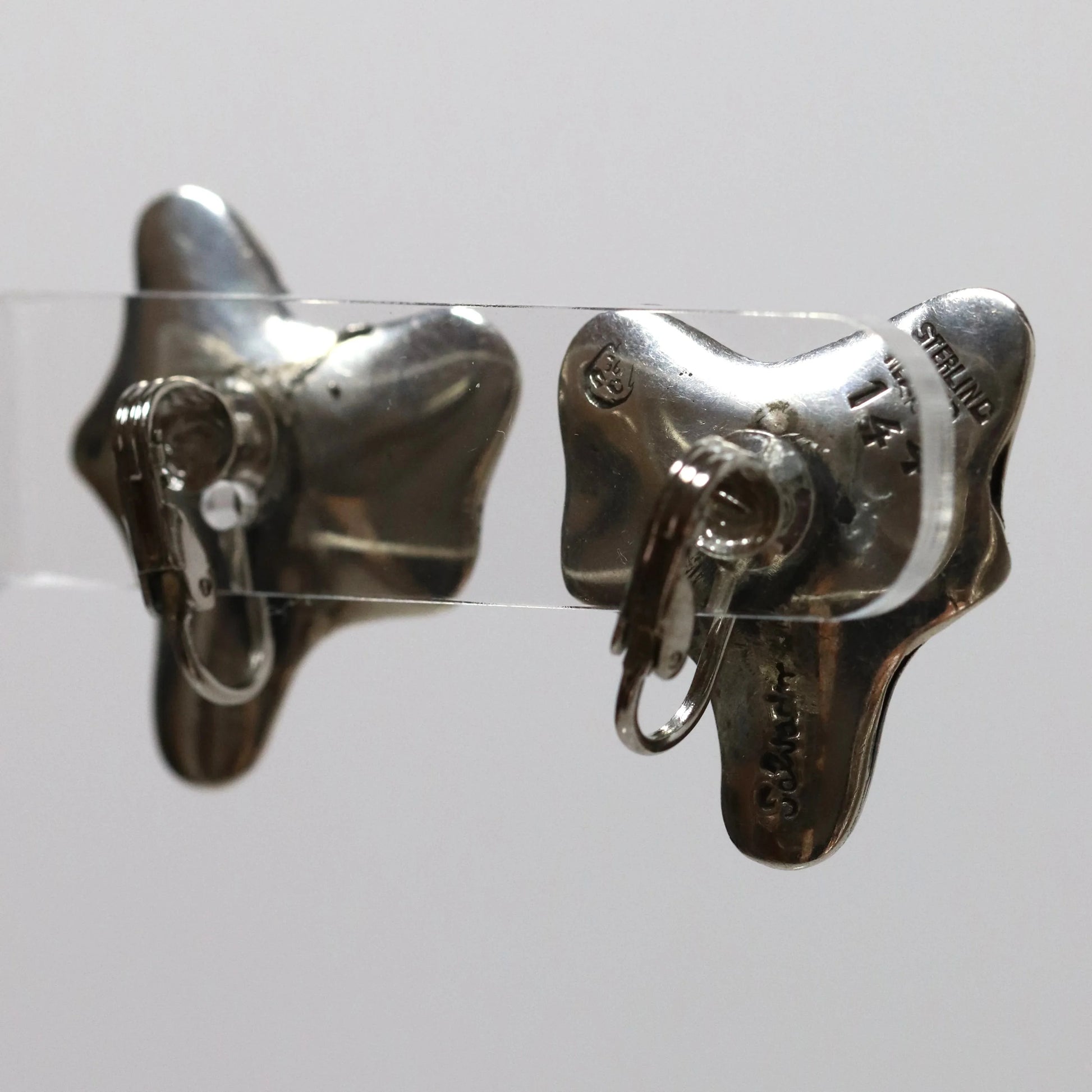 Vintage Salvador Teran Jewelry | Modernist Abstract Clip On Earrings 144 Mexico - Carmel Fine Silver Jewelry