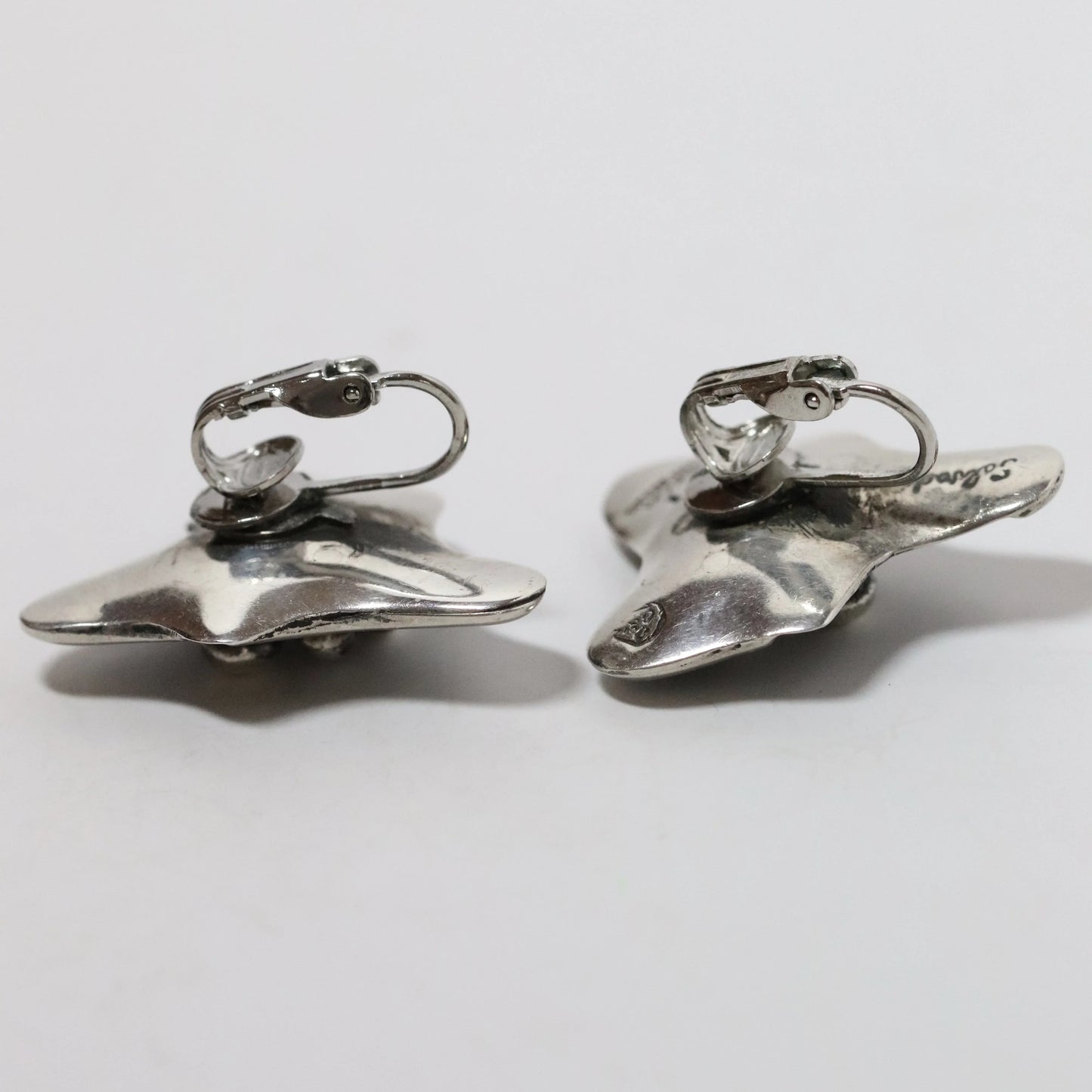 Vintage Salvador Teran Jewelry | Modernist Abstract Clip On Earrings 144 Mexico - Carmel Fine Silver Jewelry