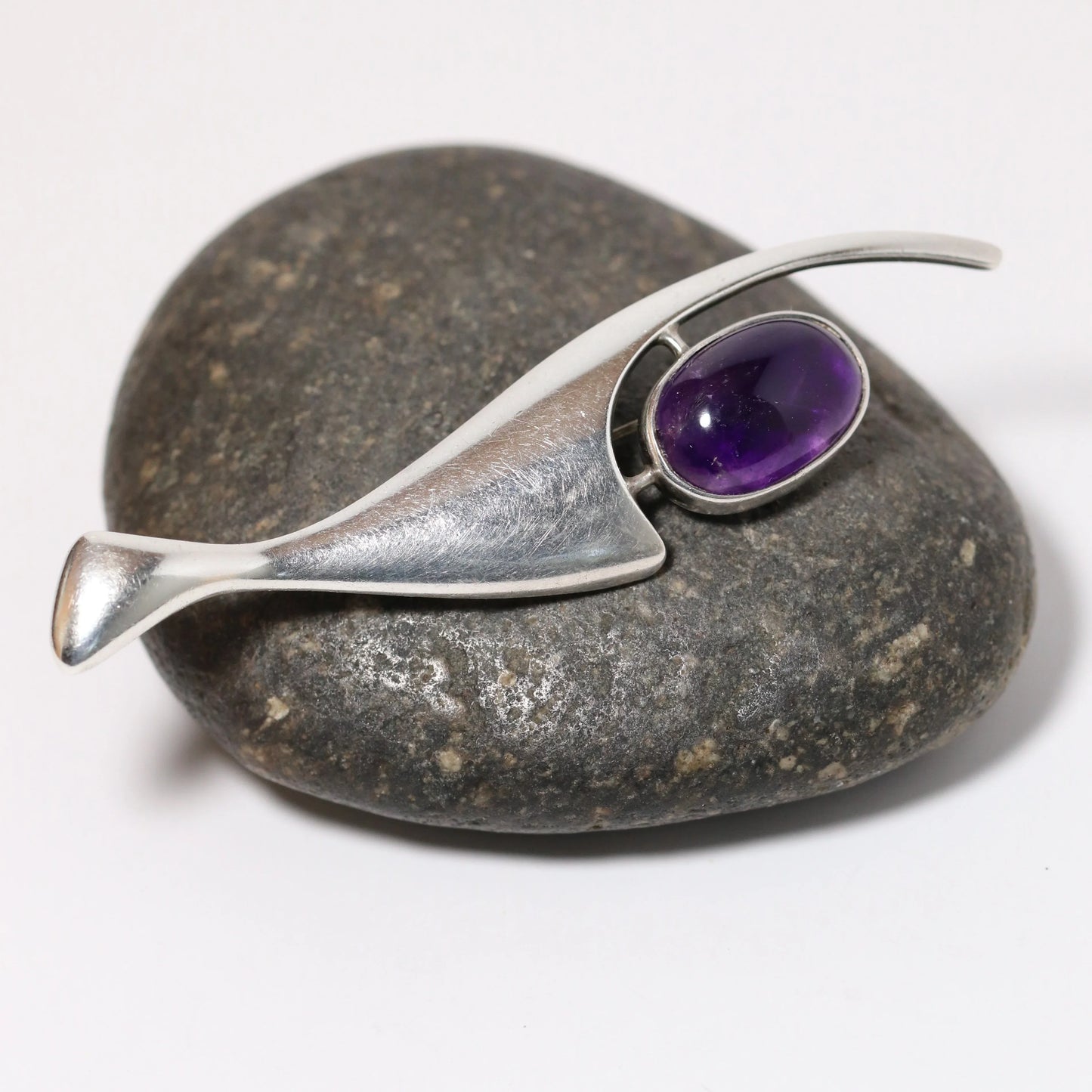 Vintage Sigi Pineda Taxco Jewelry | Mid-Century Modernist Amethyst Brooch