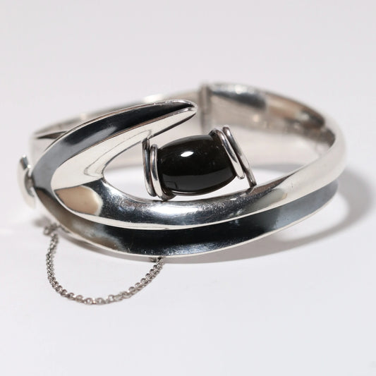Vintage Sigi Pineda Taxco Jewelry | Obsidian Modernist Bracelet