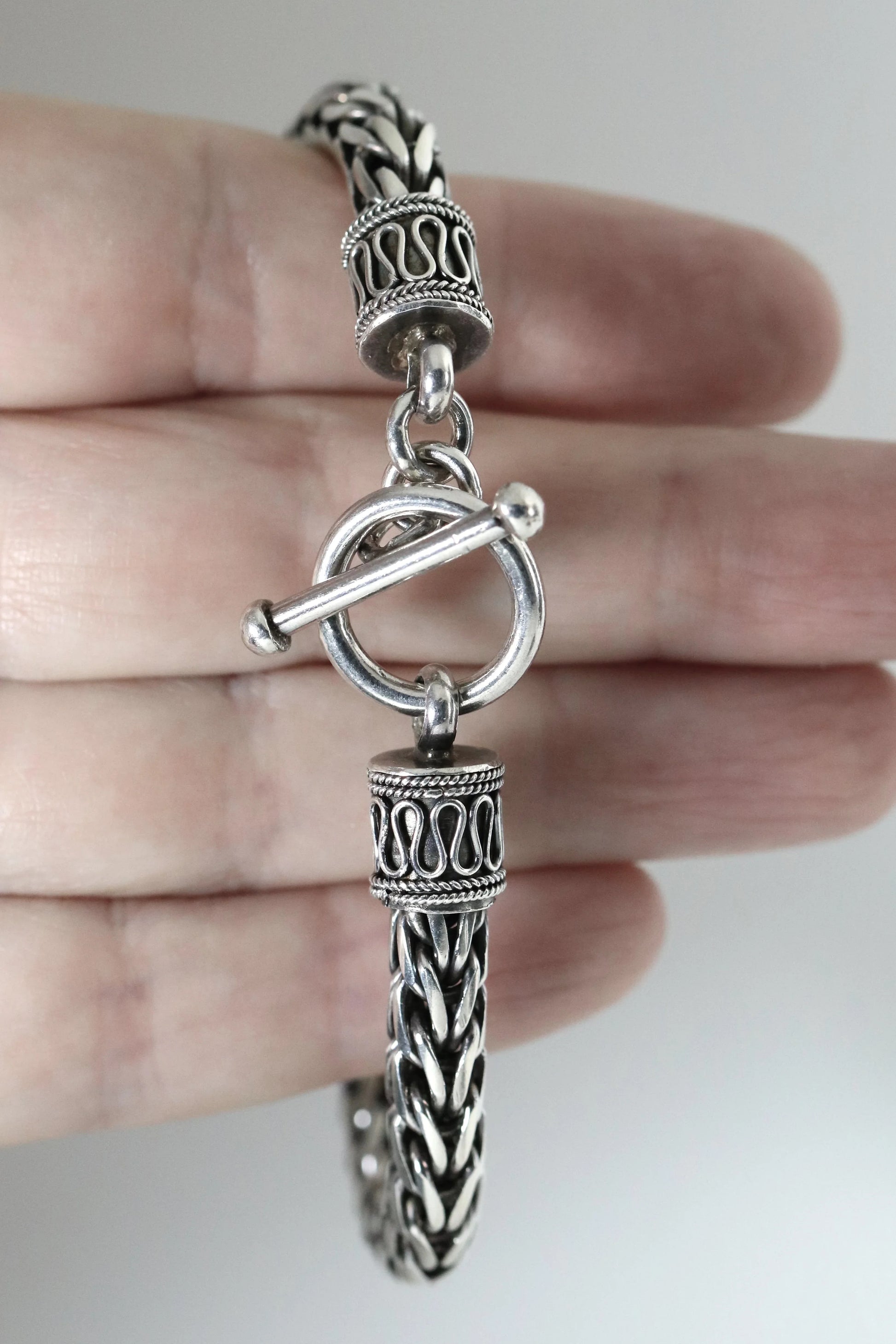 Vintage Silver Jewelry | Byzantine Style Wheat Chain Bracelet - Carmel Fine Silver Jewelry