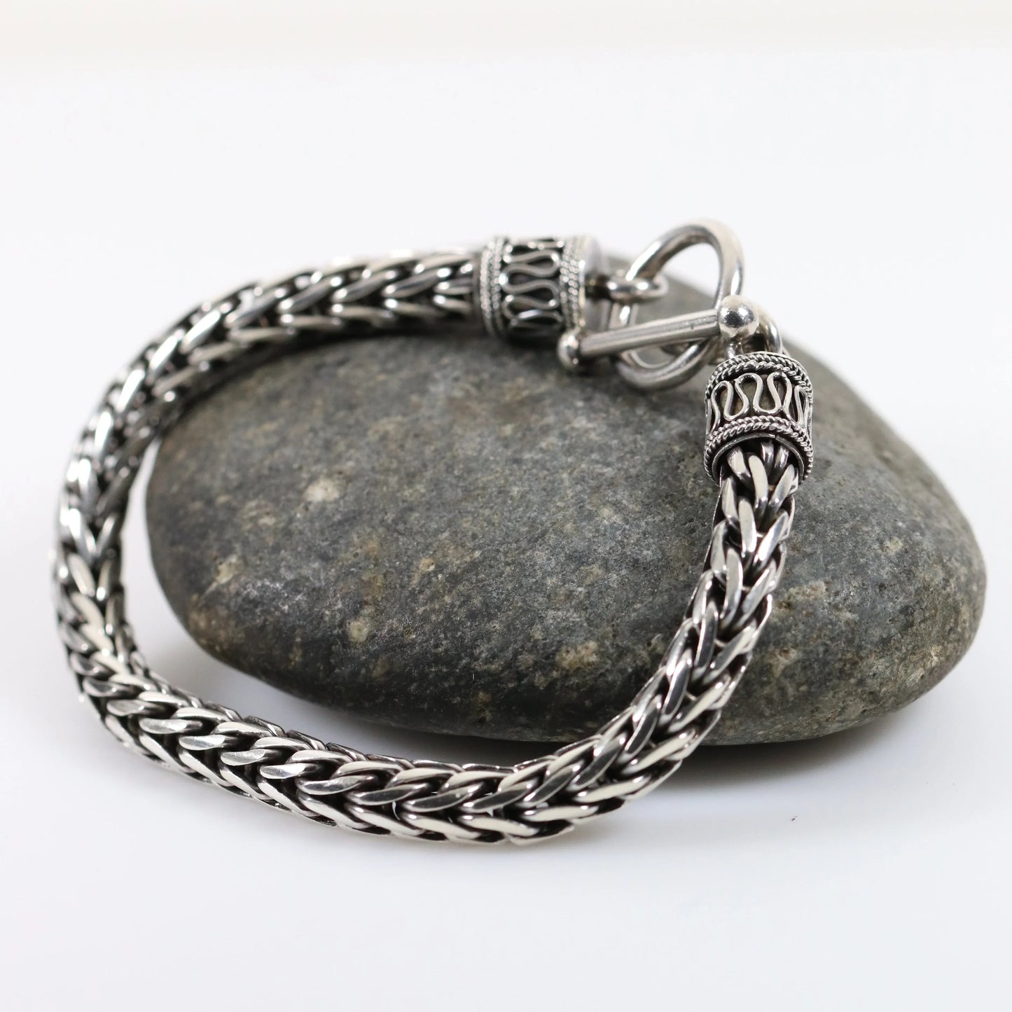 Vintage Silver Jewelry | Byzantine Style Wheat Chain Bracelet - Carmel Fine Silver Jewelry