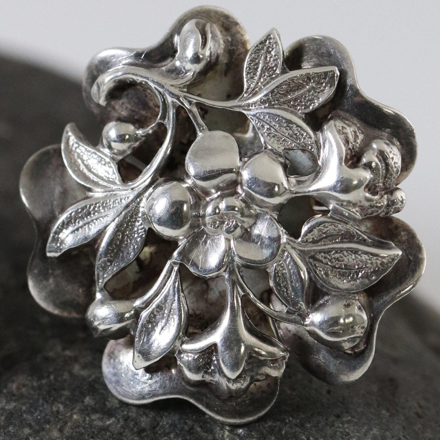 Vintage Silver Jewelry | Ornate Delicate Floral Earrings - Carmel Fine Silver Jewelry