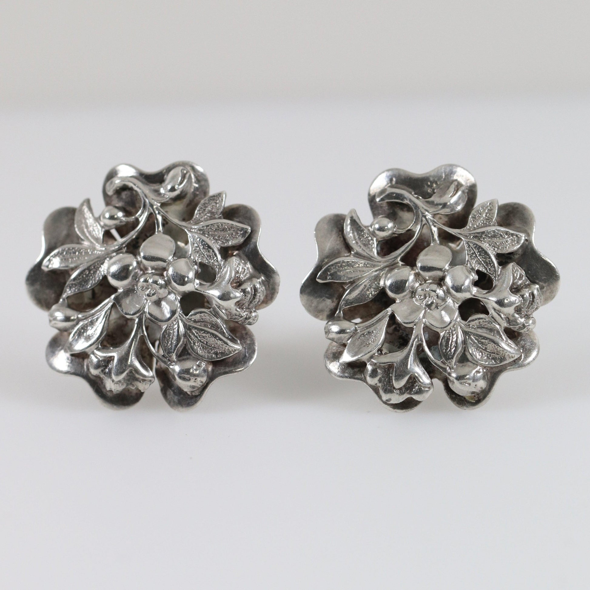 Vintage Silver Jewelry | Ornate Delicate Floral Earrings - Carmel Fine Silver Jewelry