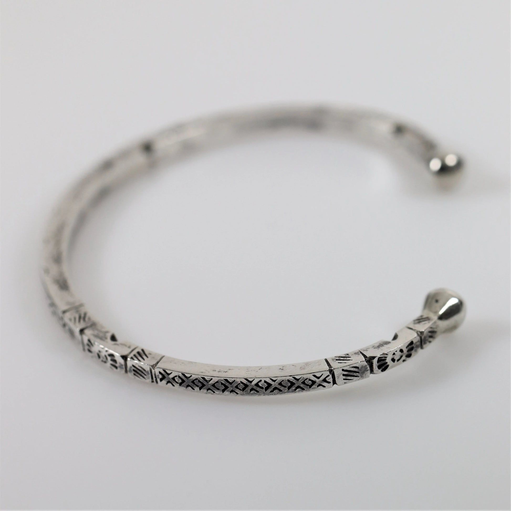 Vintage Silver Jewelry | Solid Detailed Etched Cuff Bracelet - Carmel Fine Silver Jewelry