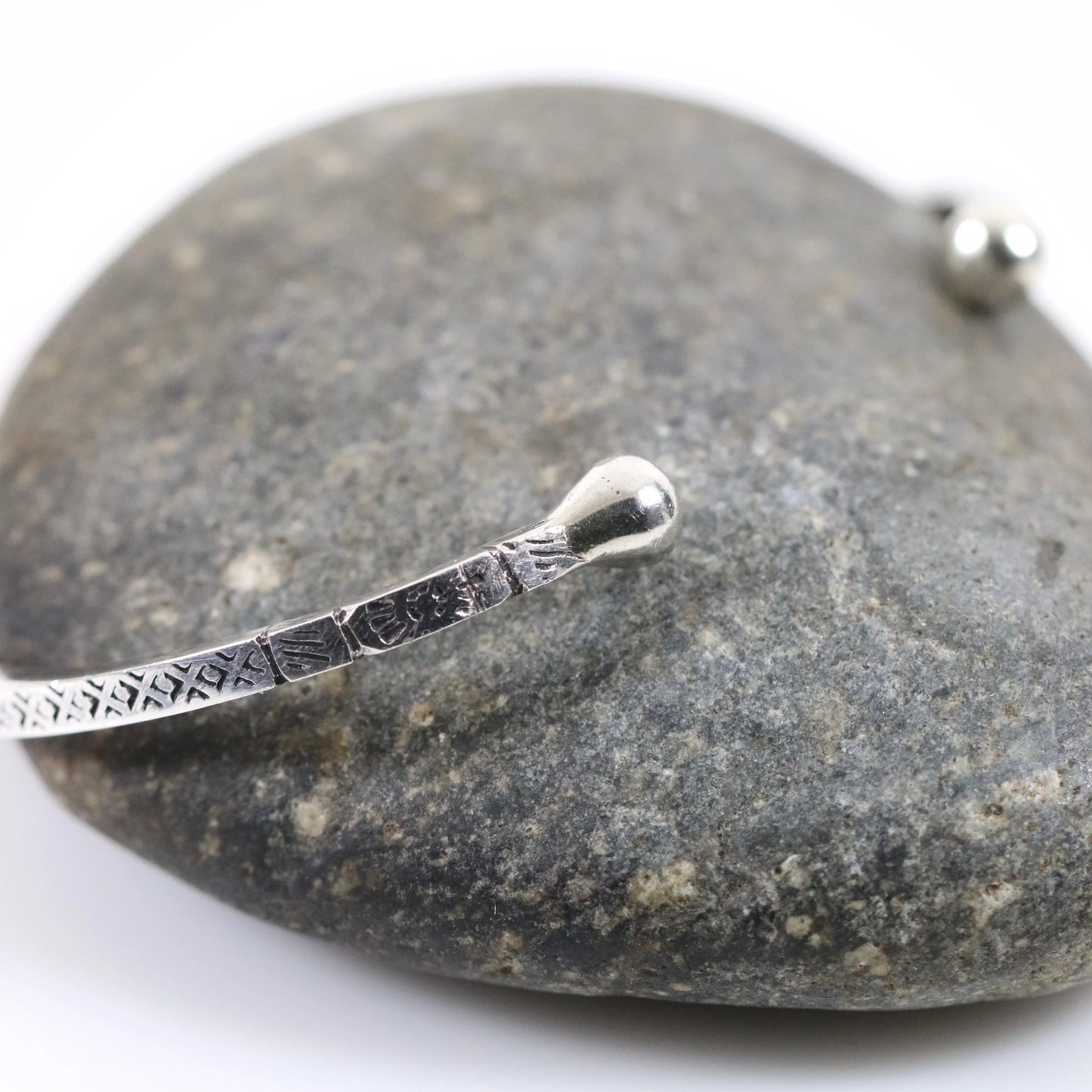 Vintage Silver Jewelry | Solid Detailed Etched Cuff Bracelet - Carmel Fine Silver Jewelry