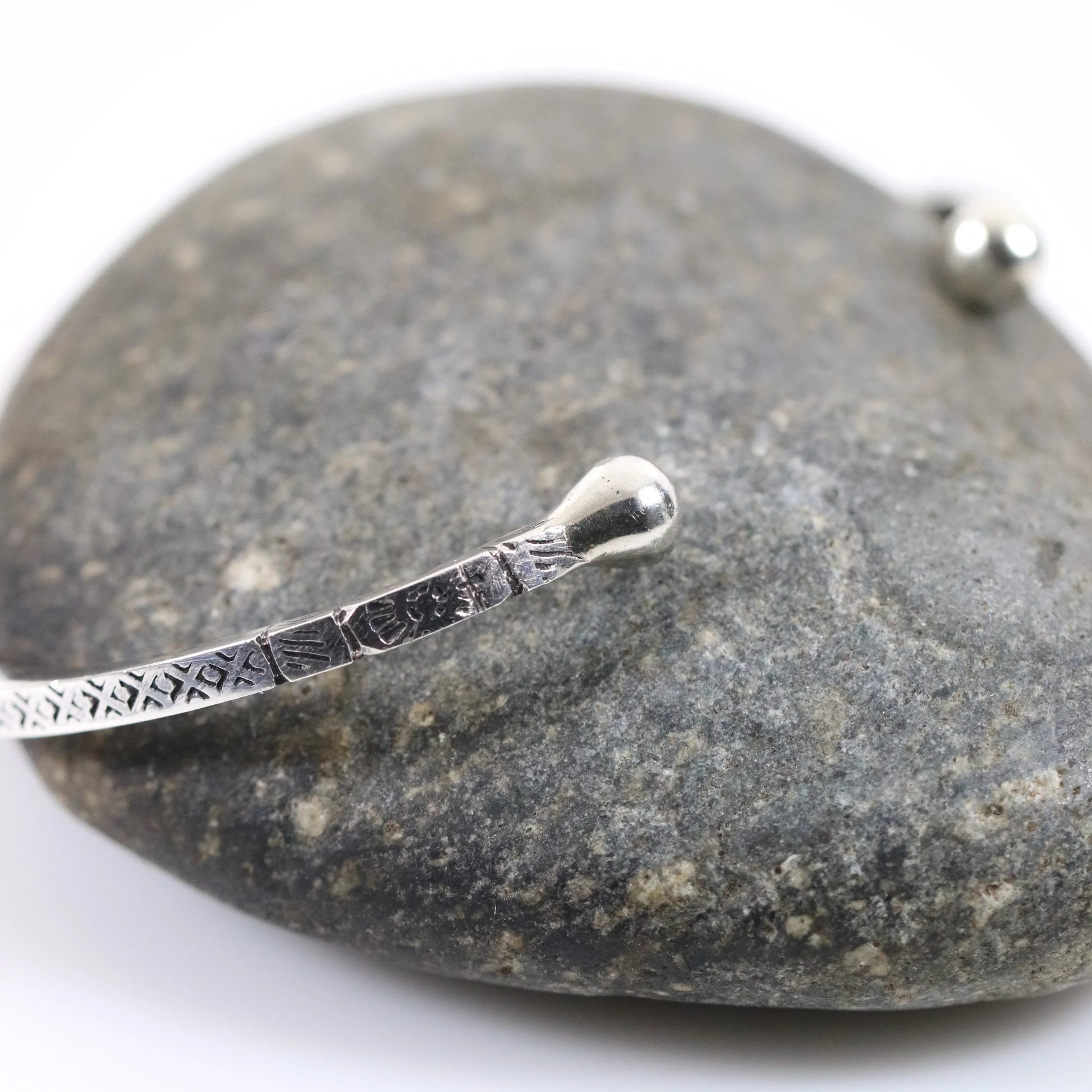 Vintage Silver Jewelry | Solid Detailed Etched Cuff Bracelet - Carmel Fine Silver Jewelry