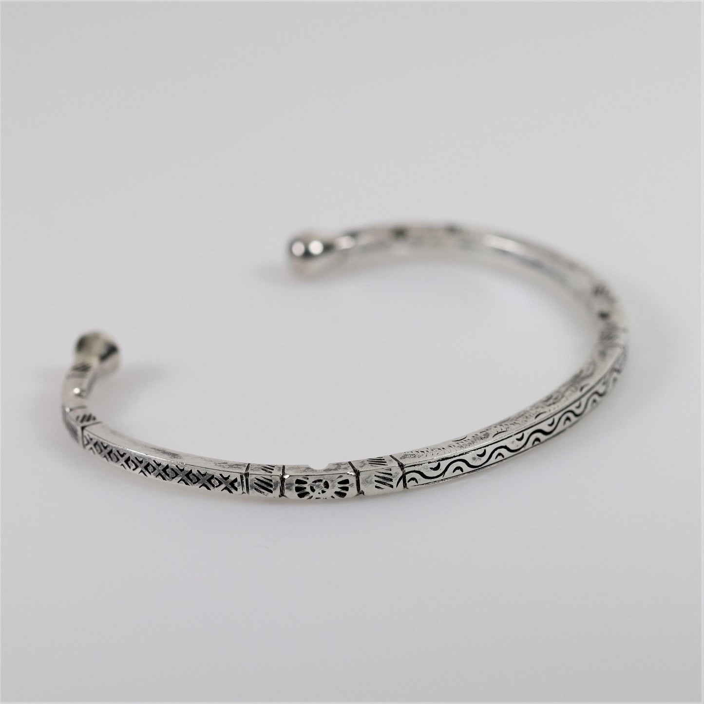 Vintage Silver Jewelry | Solid Detailed Etched Cuff Bracelet - Carmel Fine Silver Jewelry