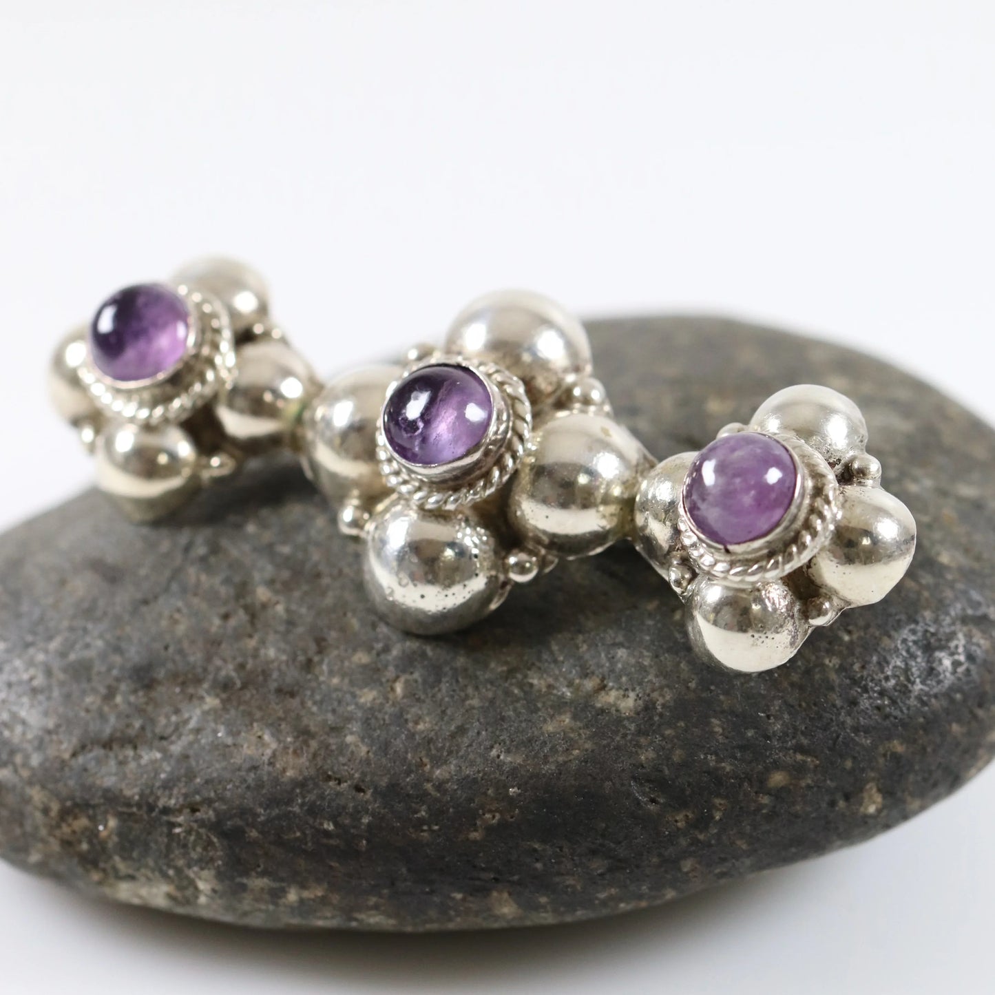 Vintage Silver Mexican Jewelry | Early Century Amethyst Brooch - Carmel Fine Silver Jewelry