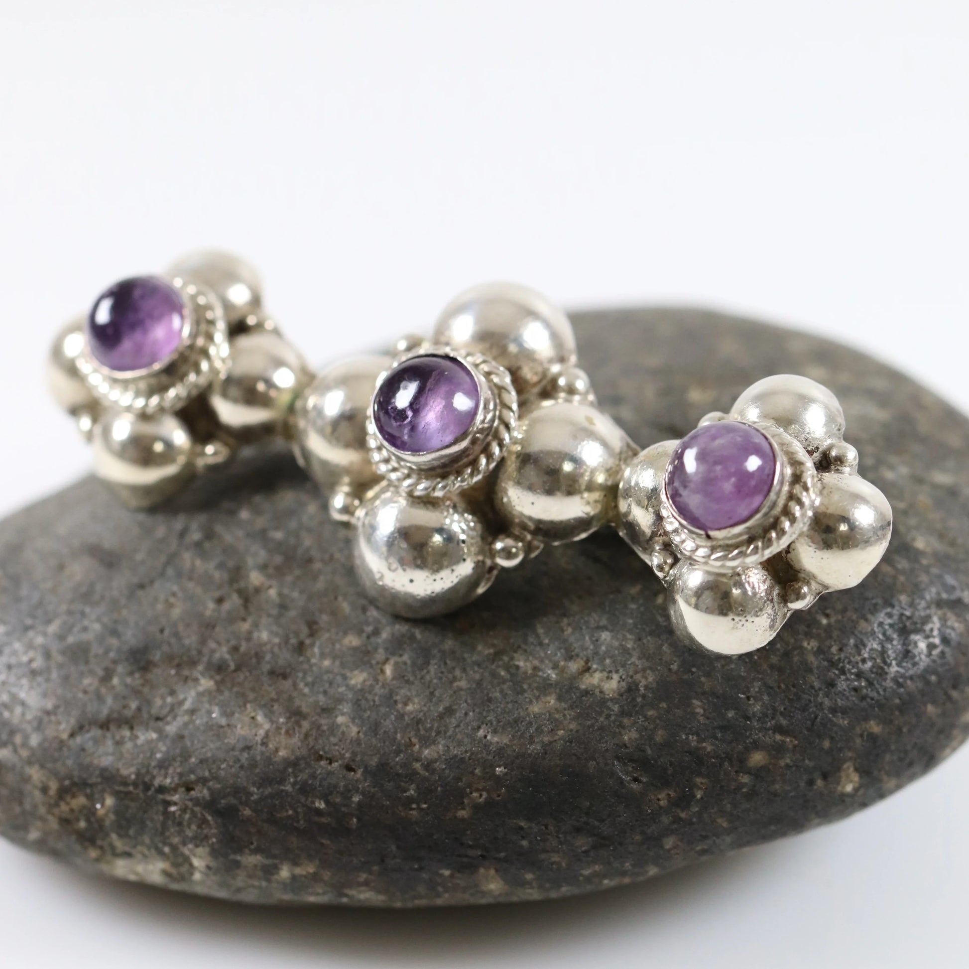Vintage Silver Mexican Jewelry | Early Century Amethyst Brooch - Carmel Fine Silver Jewelry
