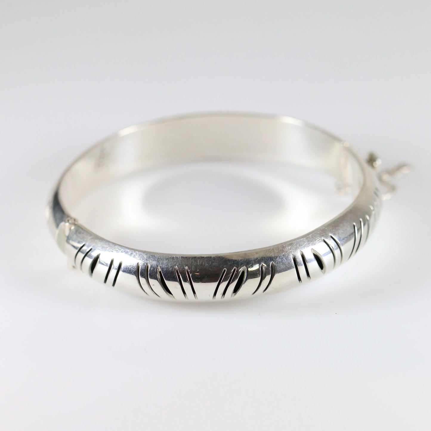 Vintage Silver Mexican Jewelry | Handcrafted Shadow Bangle Bracelet - Carmel Fine Silver Jewelry