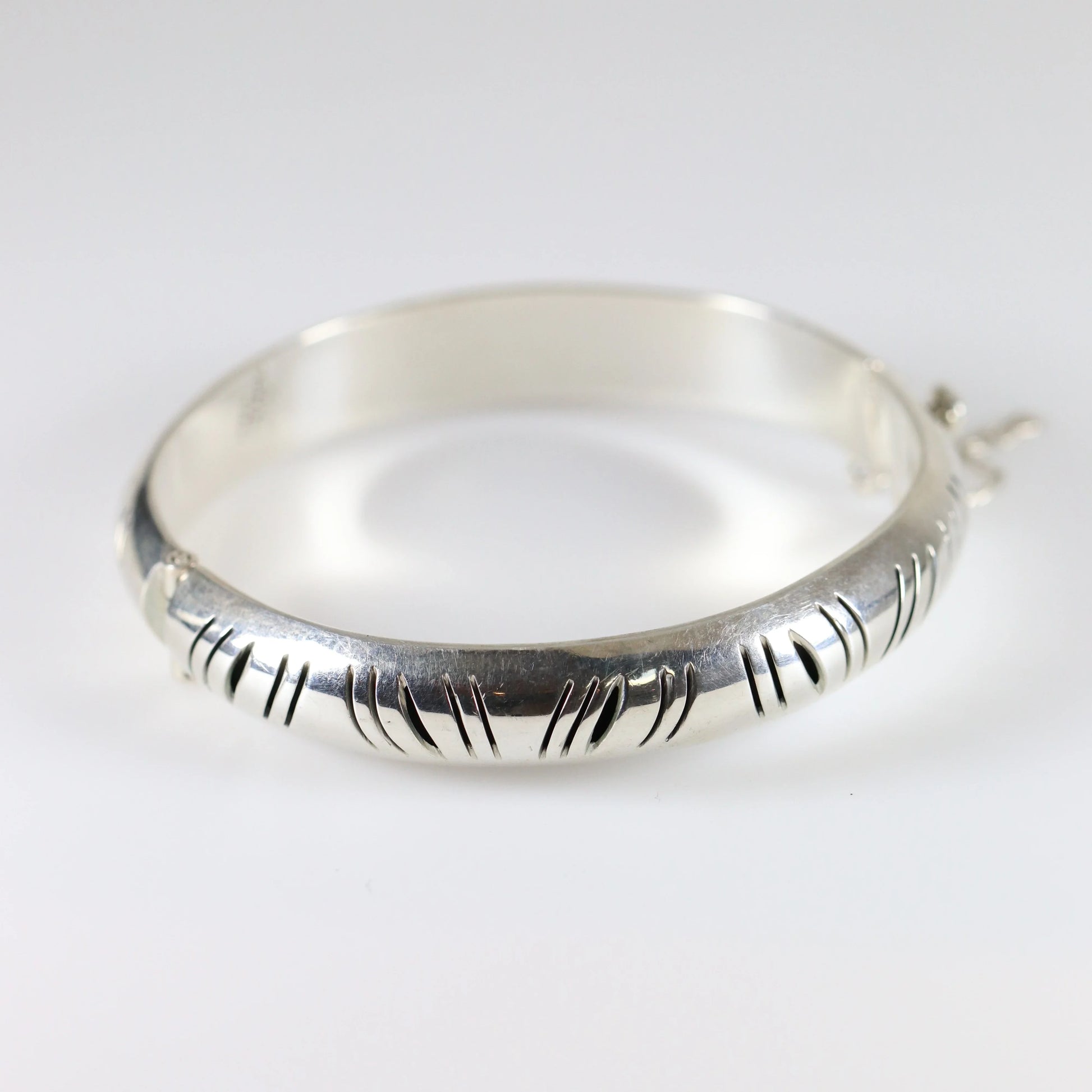 Vintage Silver Mexican Jewelry | Handcrafted Shadow Bangle Bracelet - Carmel Fine Silver Jewelry