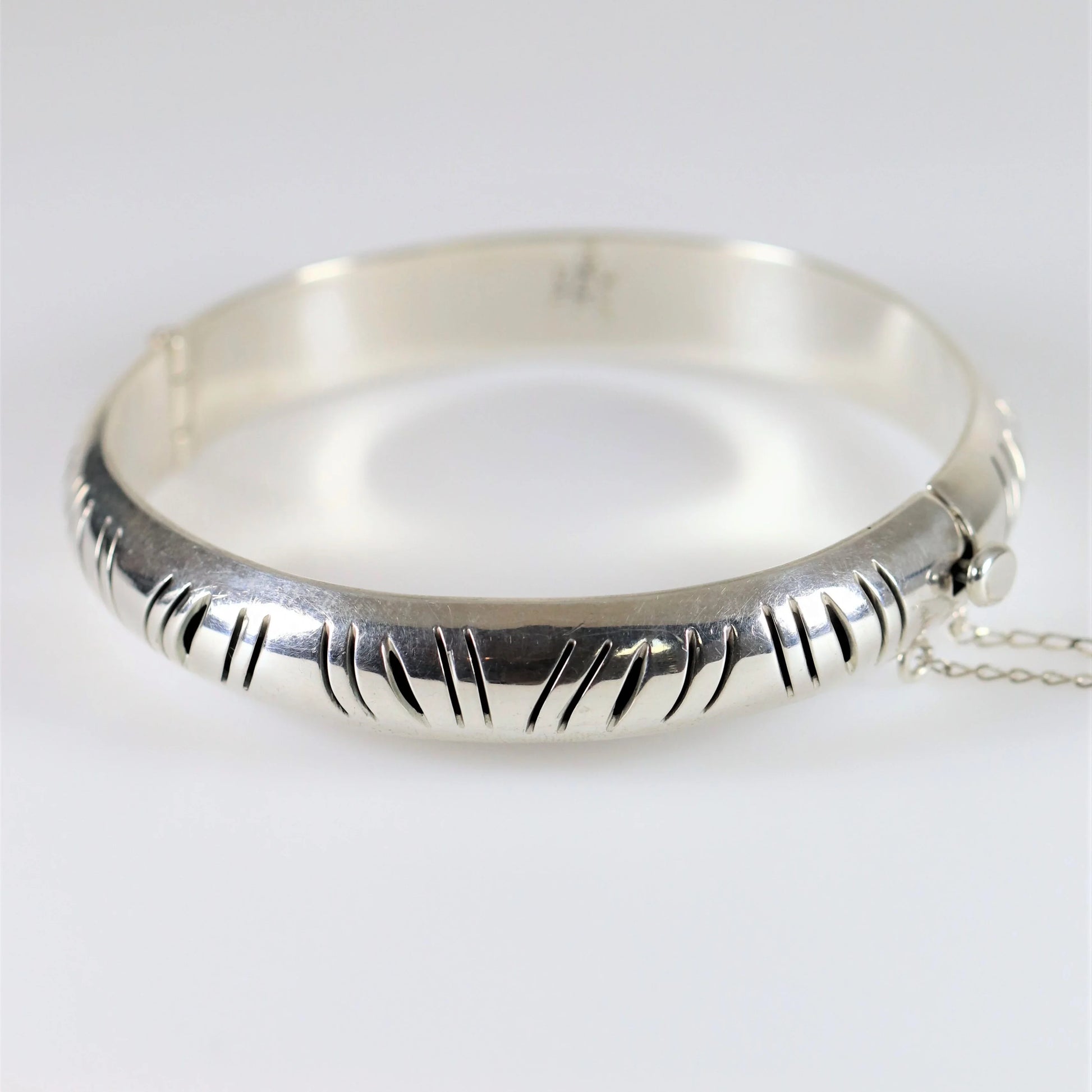 Vintage Silver Mexican Jewelry | Handcrafted Shadow Bangle Bracelet - Carmel Fine Silver Jewelry