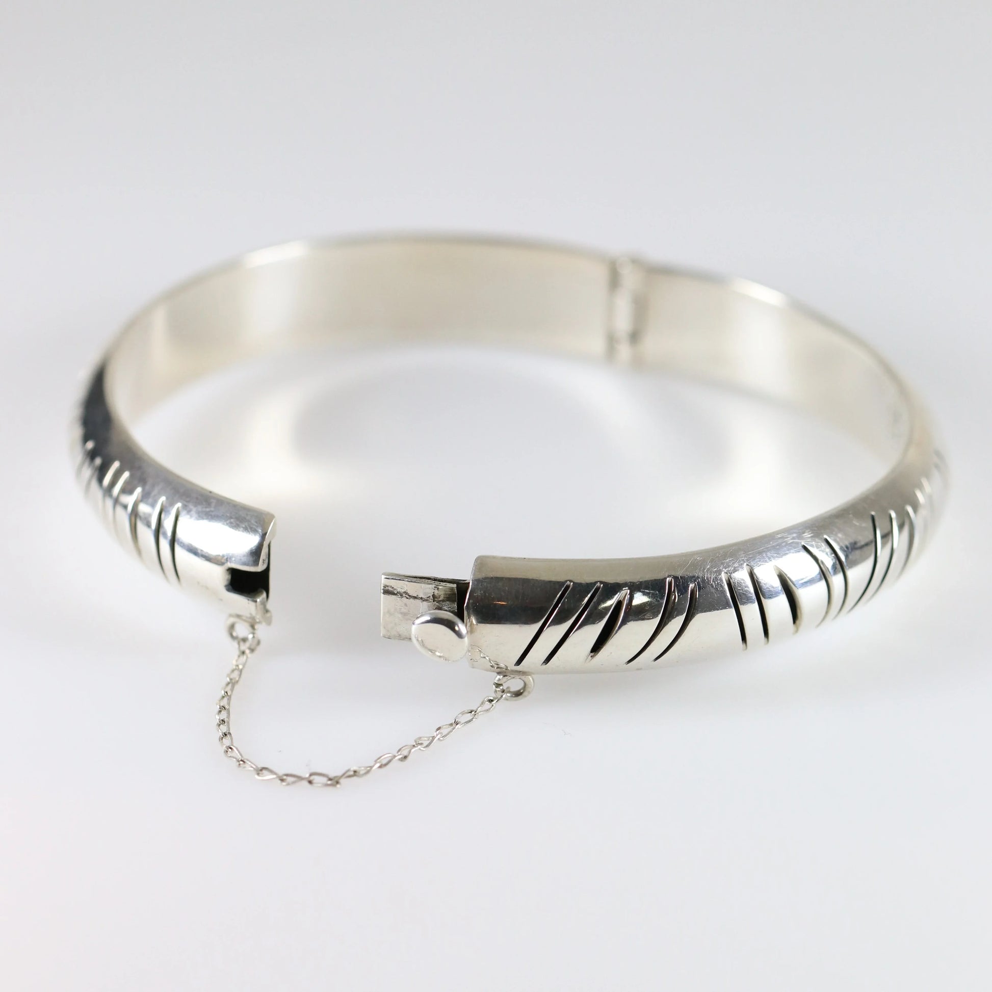 Vintage Silver Mexican Jewelry | Handcrafted Shadow Bangle Bracelet - Carmel Fine Silver Jewelry