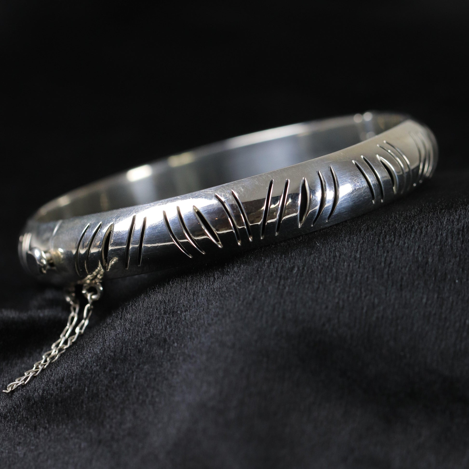 Vintage Silver Mexican Jewelry | Handcrafted Shadow Bangle Bracelet - Carmel Fine Silver Jewelry